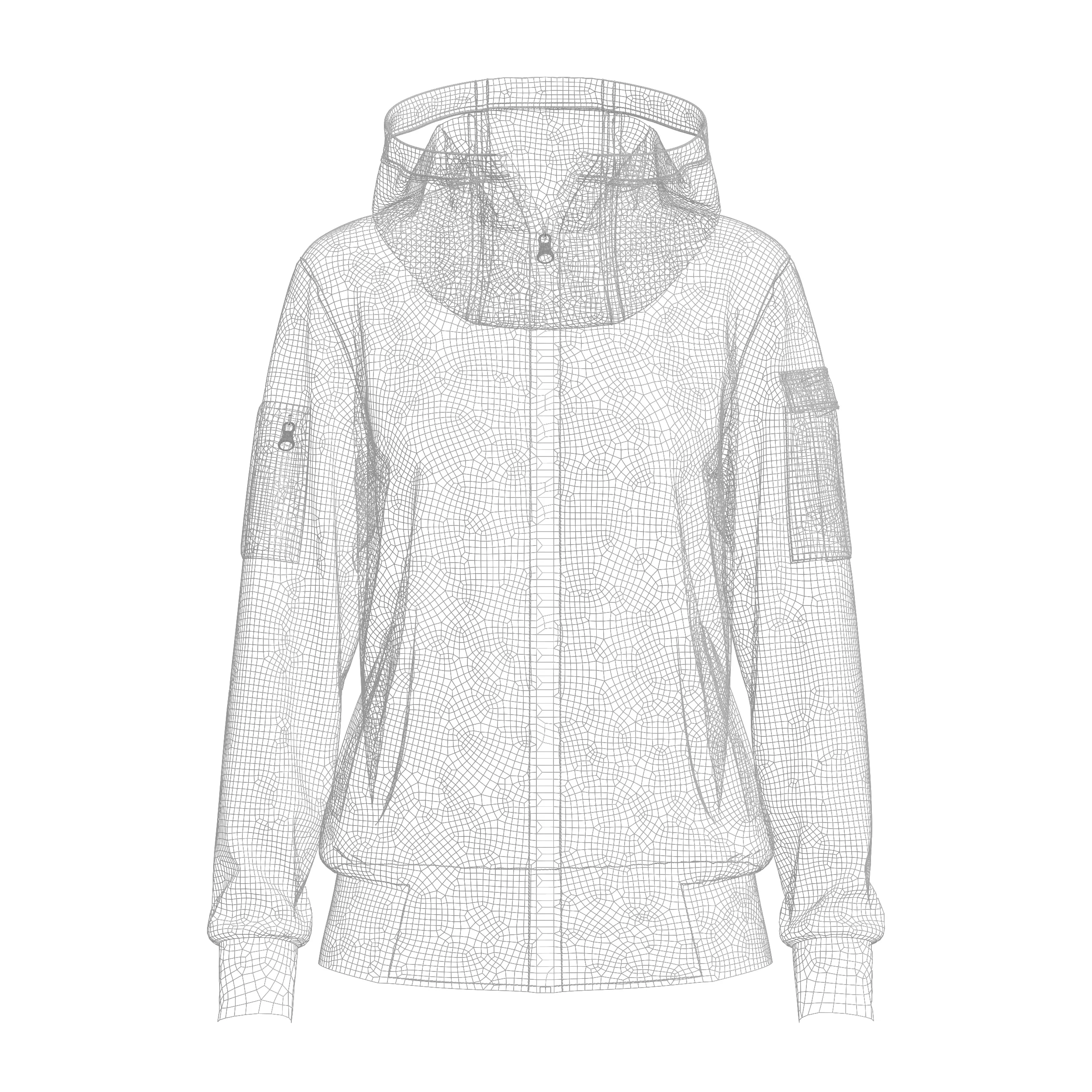 Women Front Zip Hoodie with Utility Pockets 3D model 3D model_3