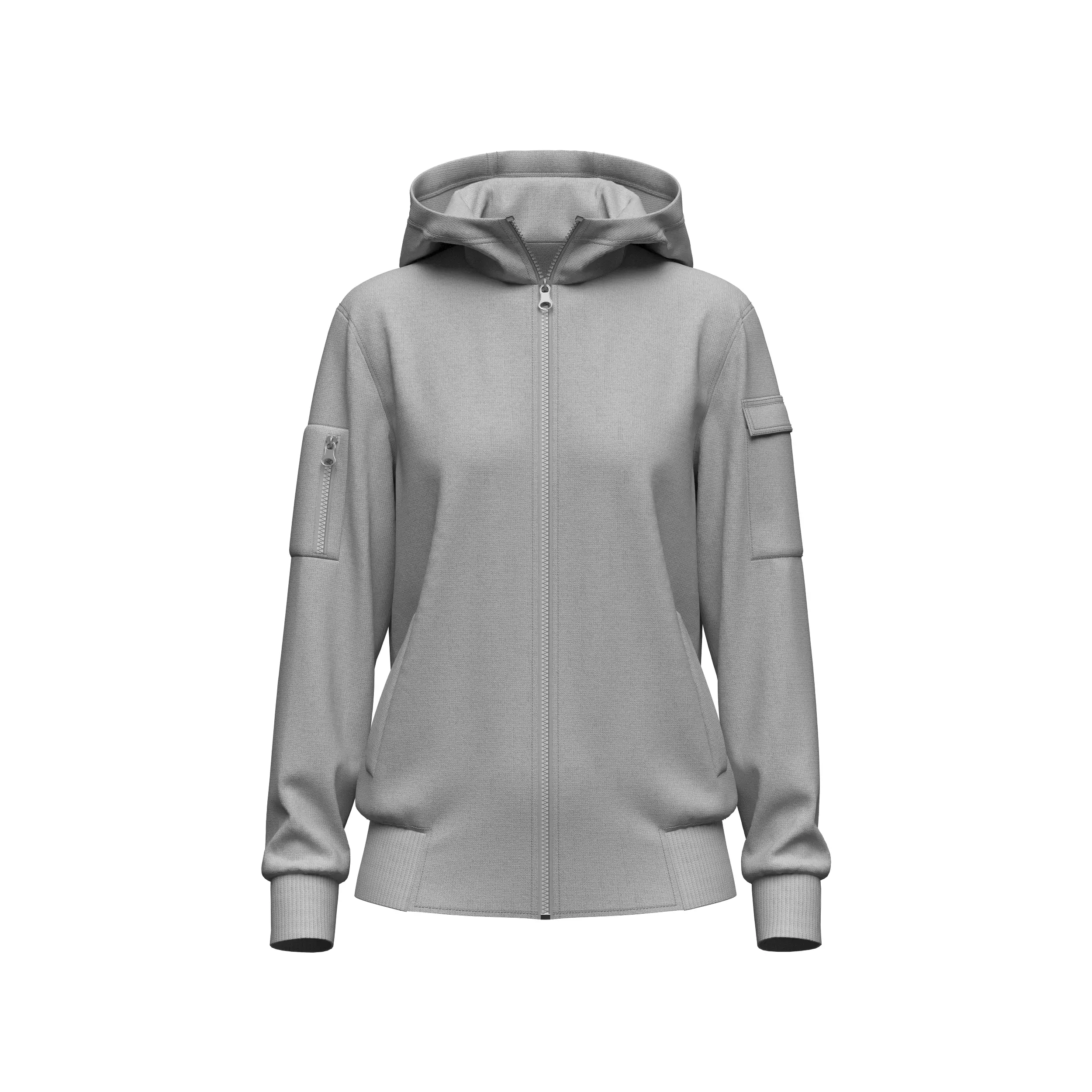 Women Front Zip Hoodie with Utility Pockets 3D model 3D model_4