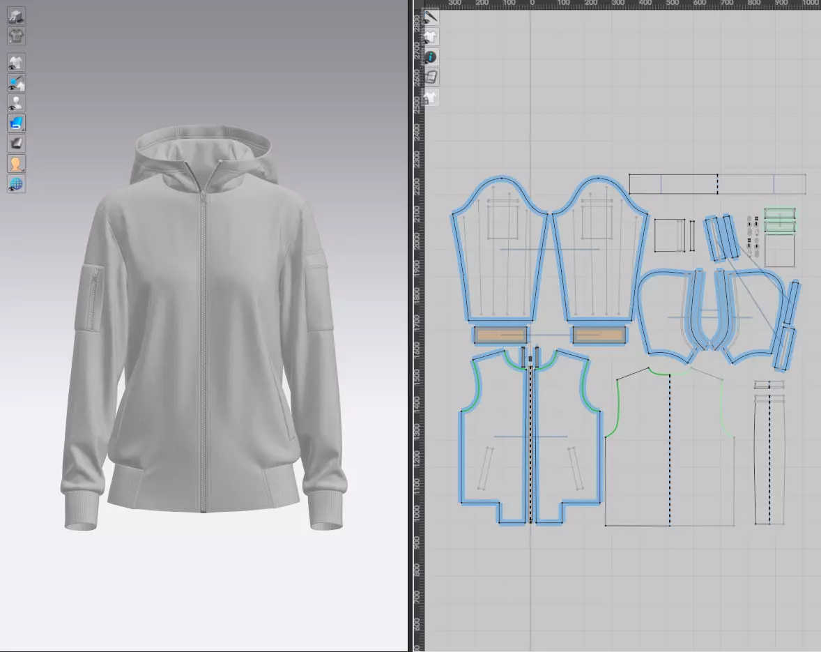 Women Front Zip Hoodie with Utility Pockets 3D model 3D model_1