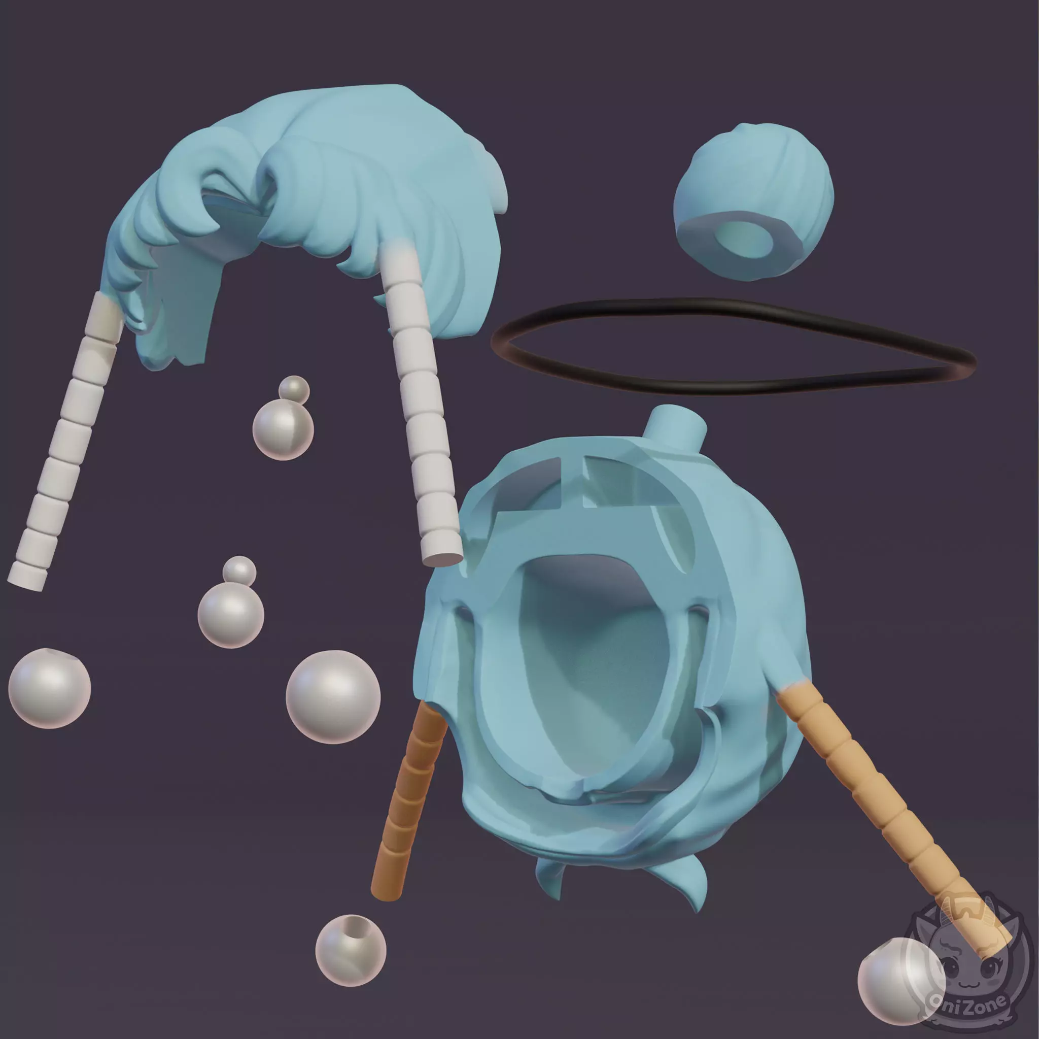 Sailor Pallas Custom Hair for Nendoroid Sailor Moon 3D print model_3