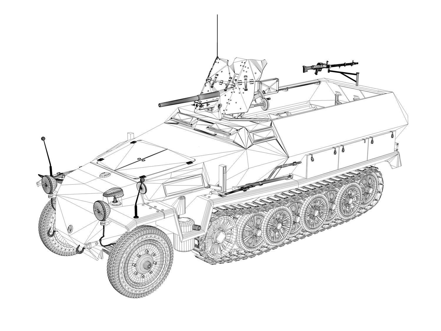SDKFZ 251 10 - Ausf C - Hanomag Half-track 3D model_10