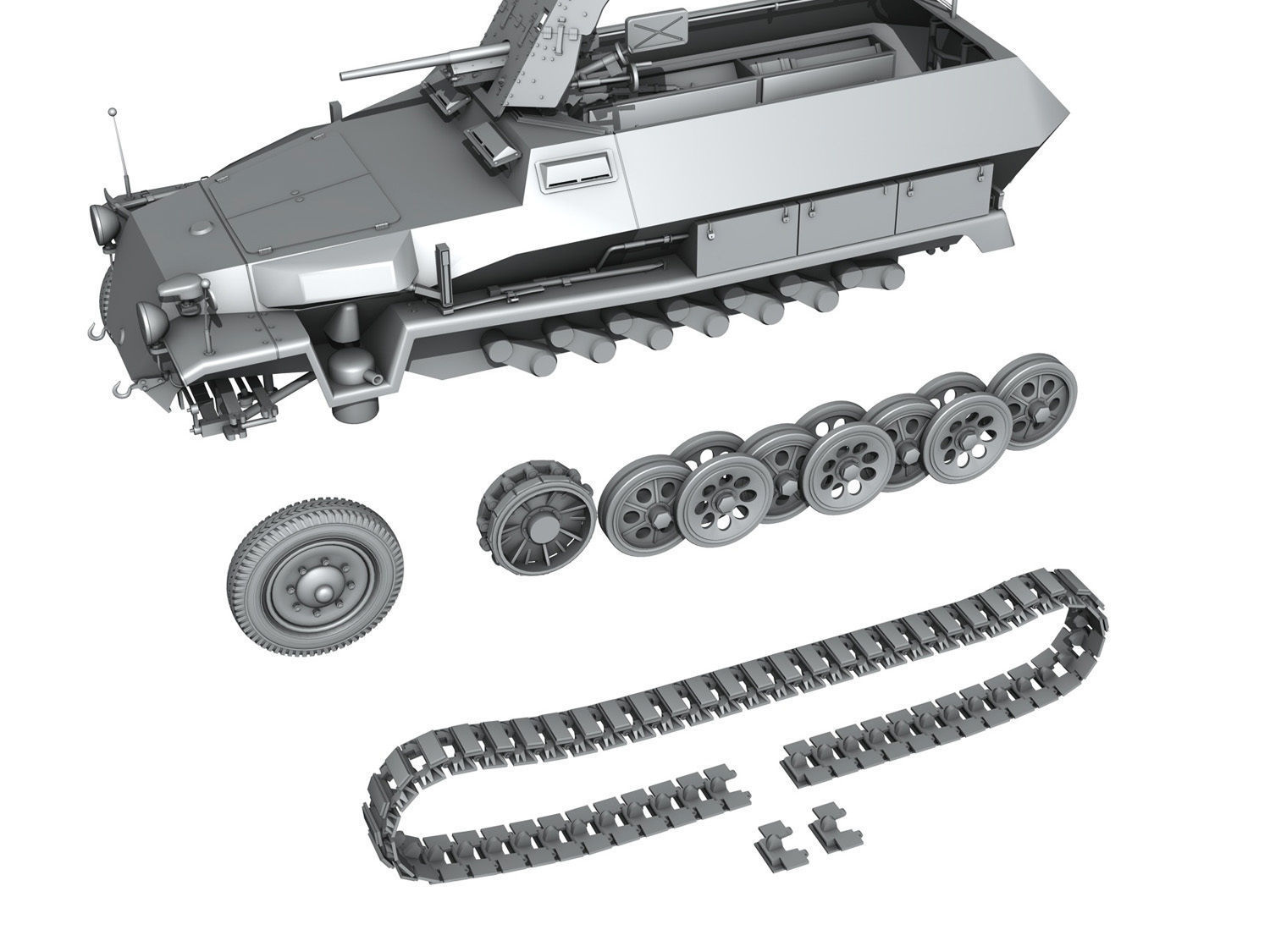 SDKFZ 251 10 - Ausf C - Hanomag Half-track 3D model_9