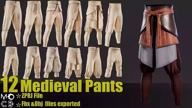 12Medieval warrior pants 3D model