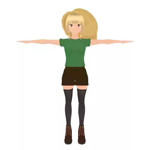 Anime Girl Character - Summer Outfit - Rigged 3D model
