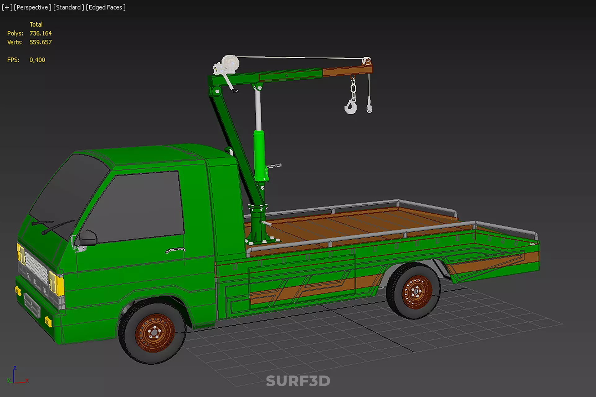 MILITARY ARMY FLATBED LIFTING CRANE HOOK TACTICAL RECOVERY TRUCK 3D model_42