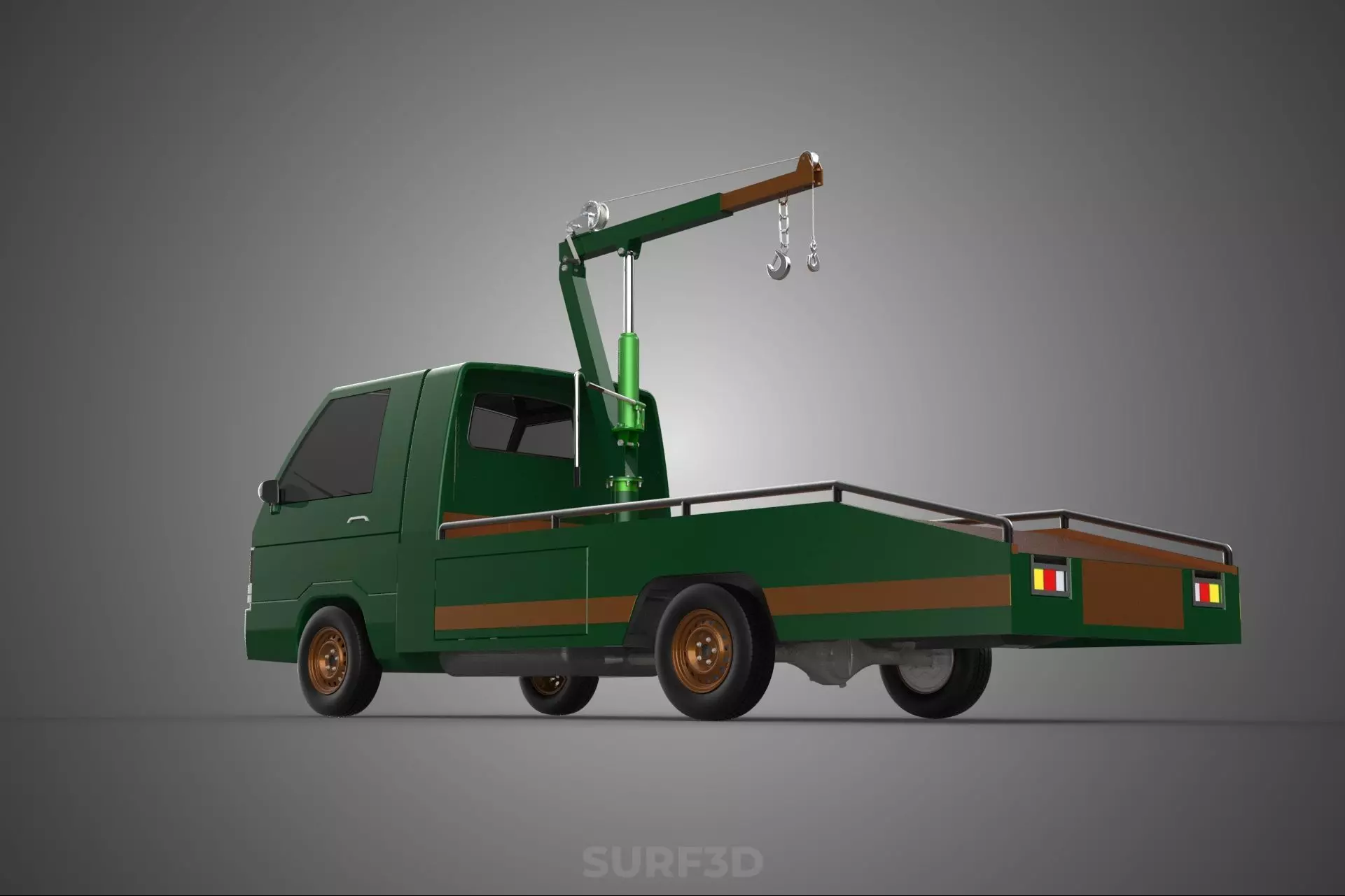 MILITARY ARMY FLATBED LIFTING CRANE HOOK TACTICAL RECOVERY TRUCK 3D model_17