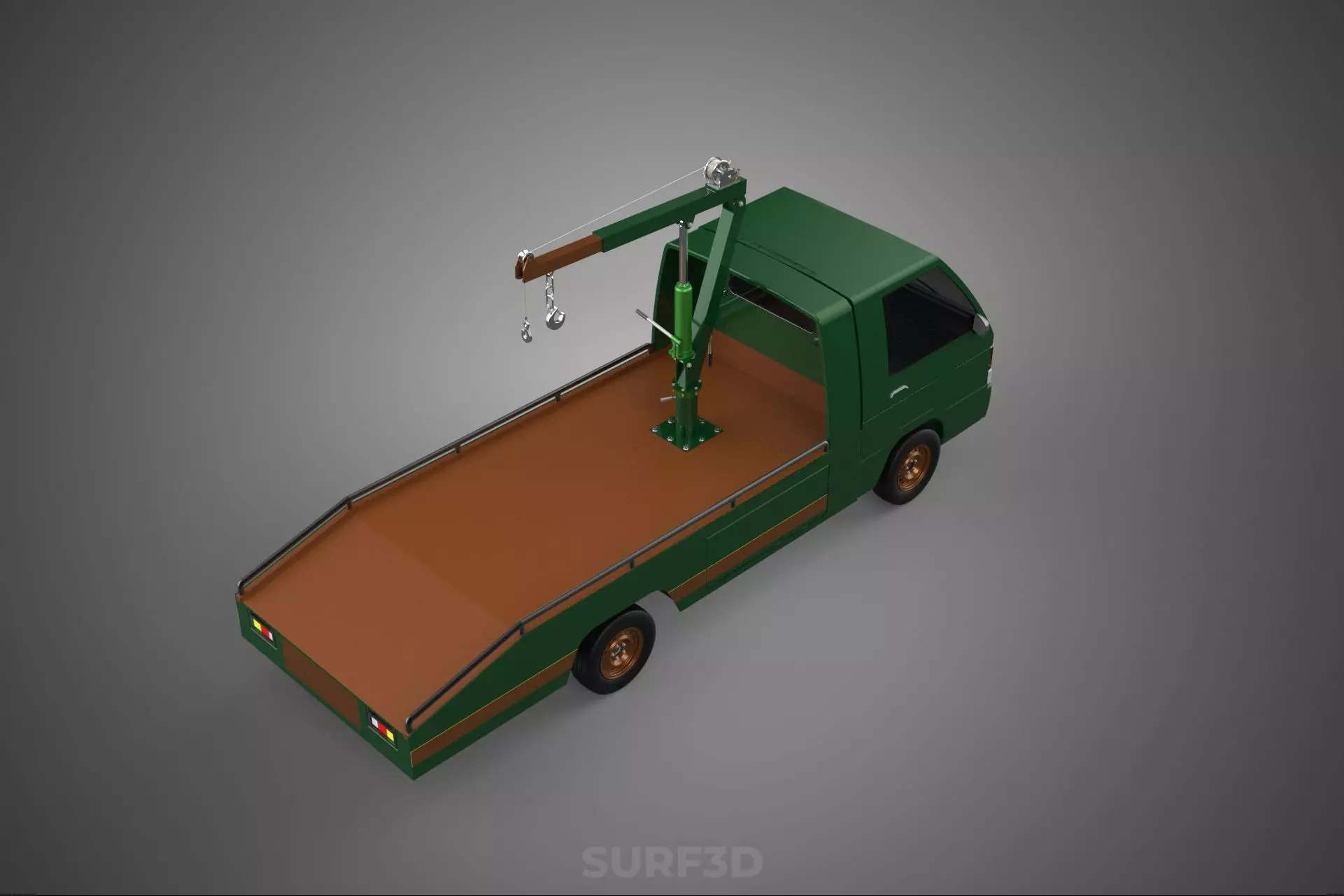 MILITARY ARMY FLATBED LIFTING CRANE HOOK TACTICAL RECOVERY TRUCK 3D model_2