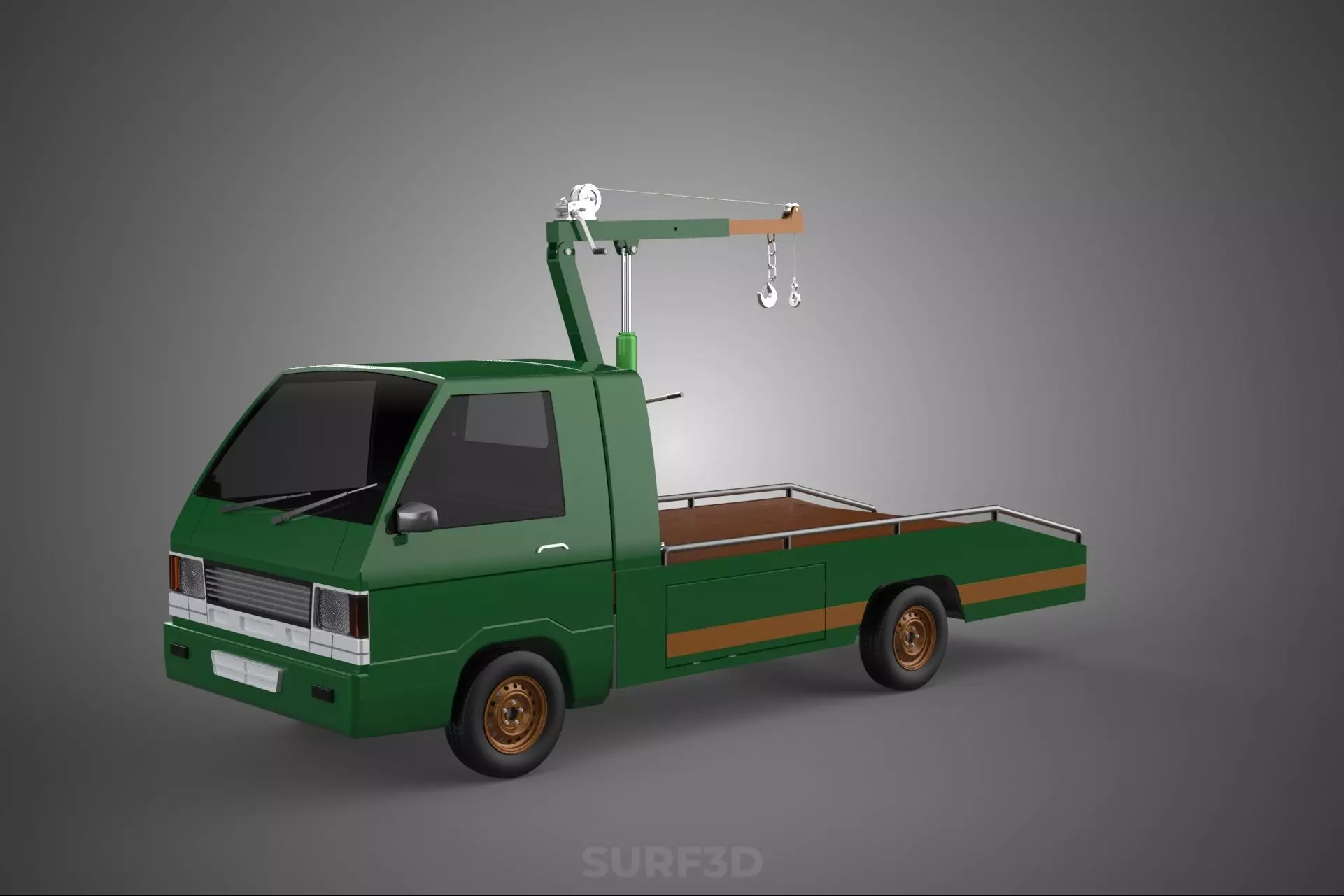 MILITARY ARMY FLATBED LIFTING CRANE HOOK TACTICAL RECOVERY TRUCK 3D model_14