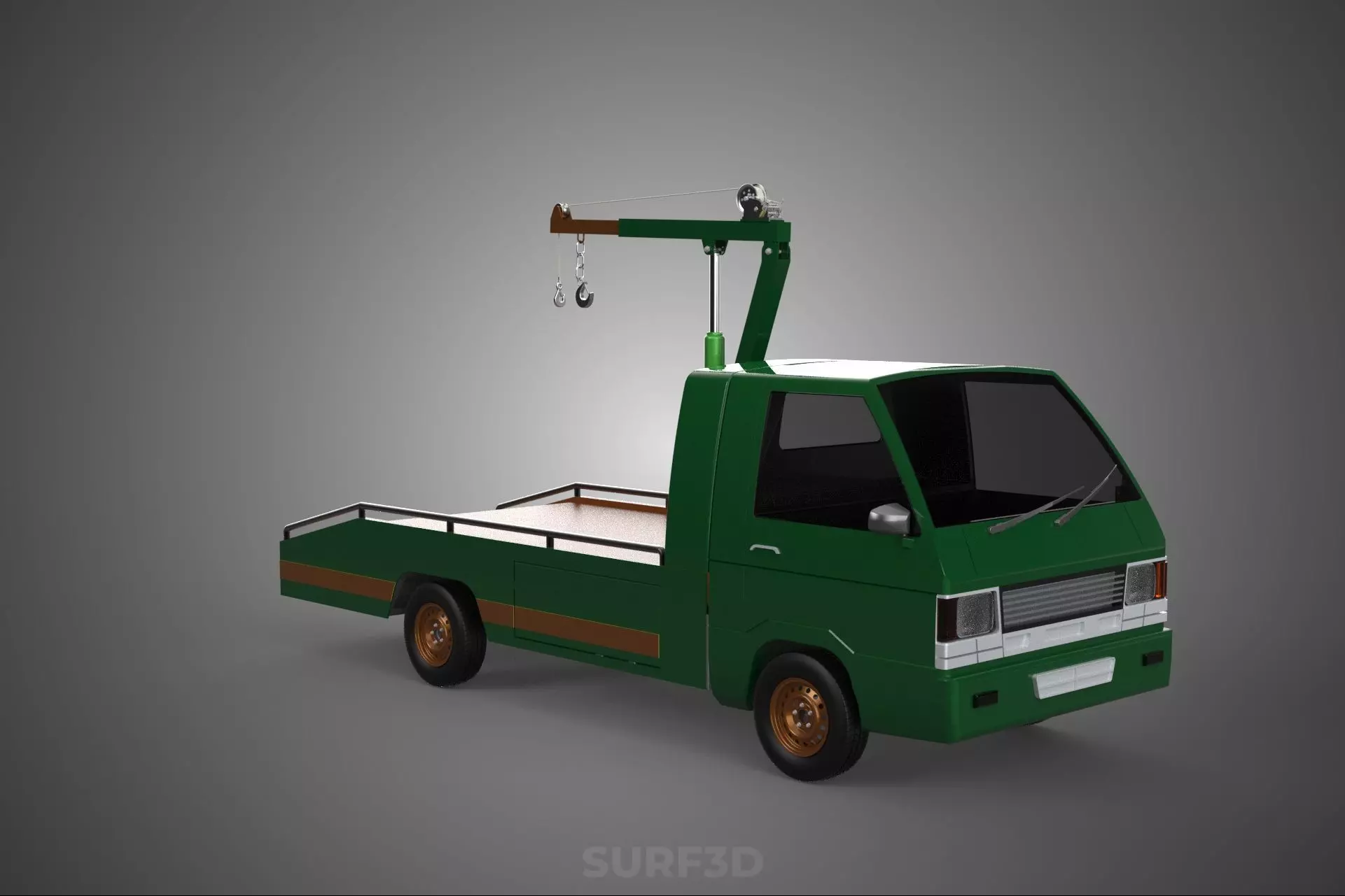 MILITARY ARMY FLATBED LIFTING CRANE HOOK TACTICAL RECOVERY TRUCK 3D model_12