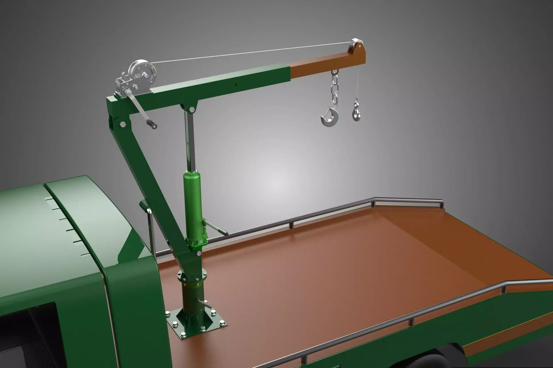 MILITARY ARMY FLATBED LIFTING CRANE HOOK TACTICAL RECOVERY TRUCK 3D model_39