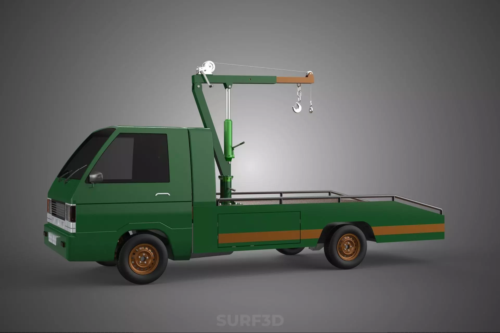 MILITARY ARMY FLATBED LIFTING CRANE HOOK TACTICAL RECOVERY TRUCK 3D model_28