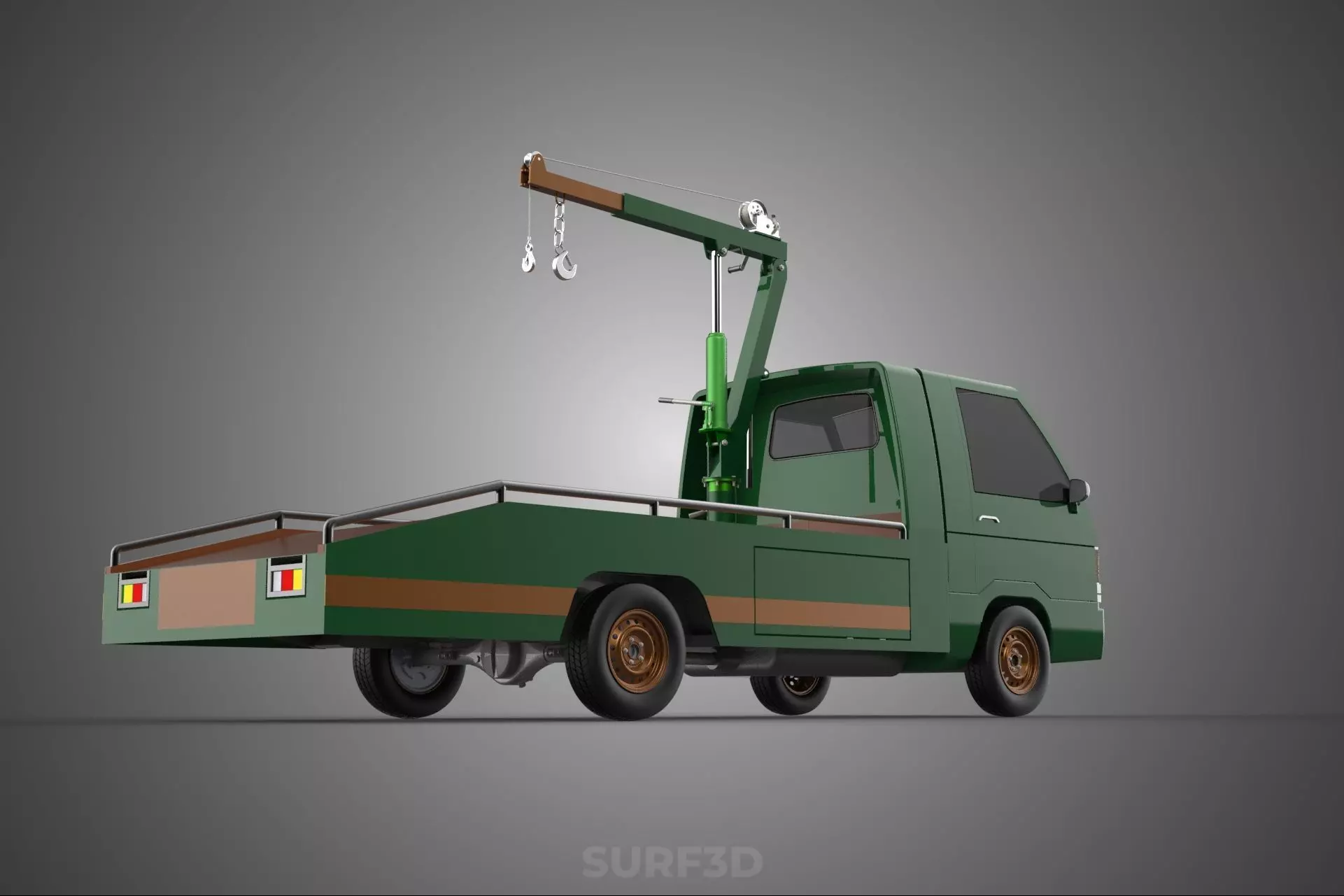 MILITARY ARMY FLATBED LIFTING CRANE HOOK TACTICAL RECOVERY TRUCK 3D model_19