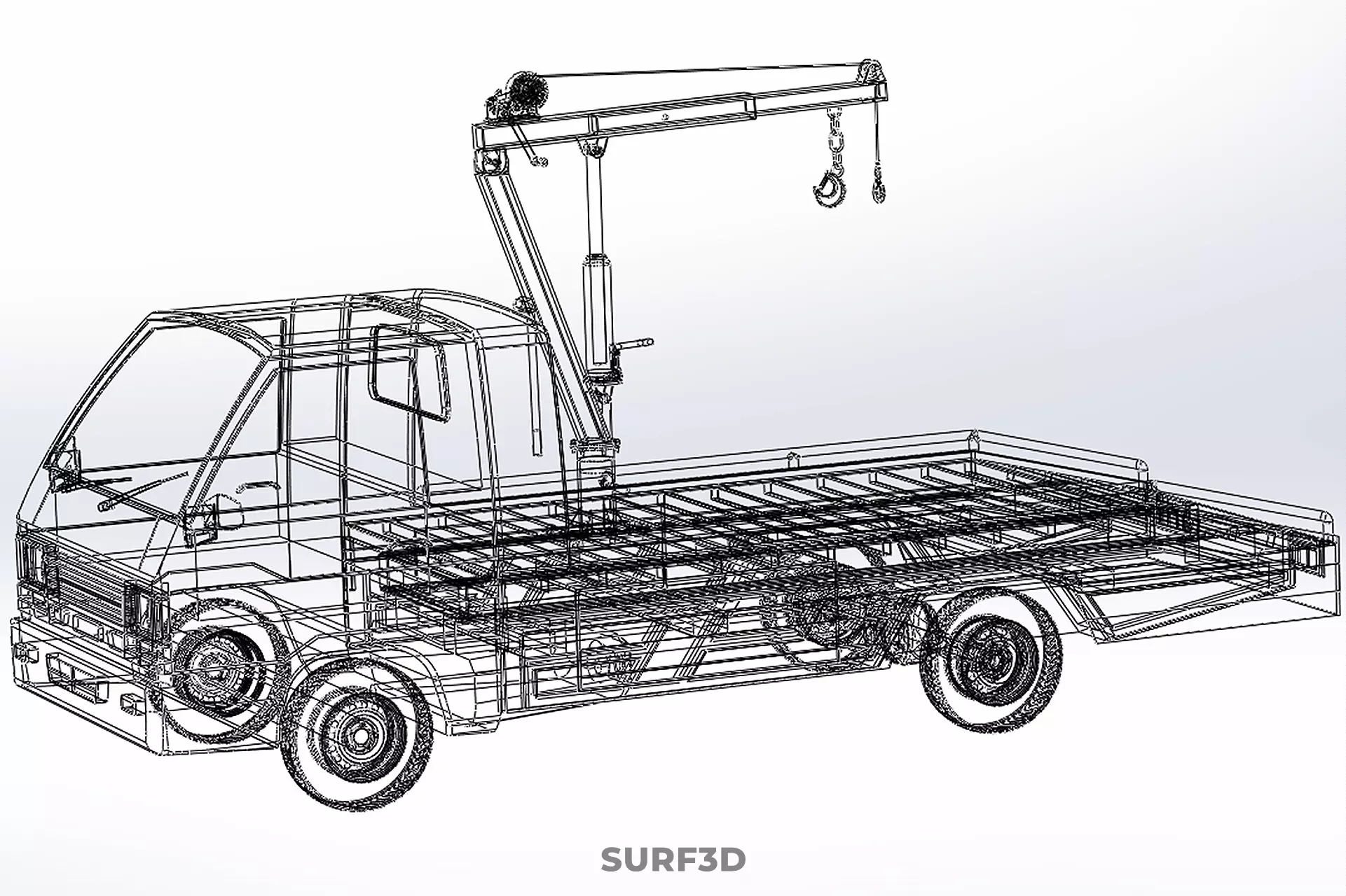 MILITARY ARMY FLATBED LIFTING CRANE HOOK TACTICAL RECOVERY TRUCK 3D model_43