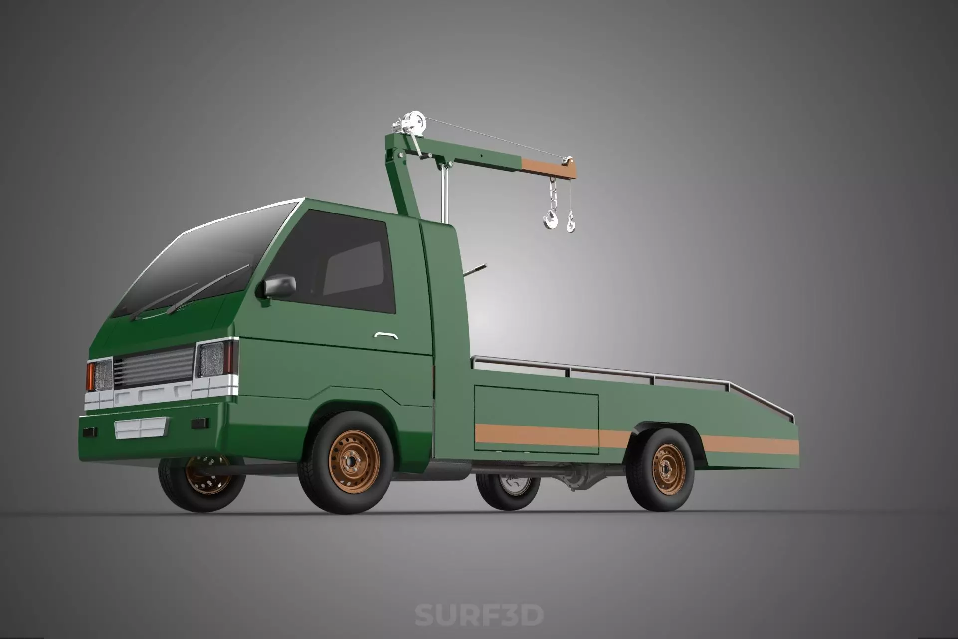 MILITARY ARMY FLATBED LIFTING CRANE HOOK TACTICAL RECOVERY TRUCK 3D model_22