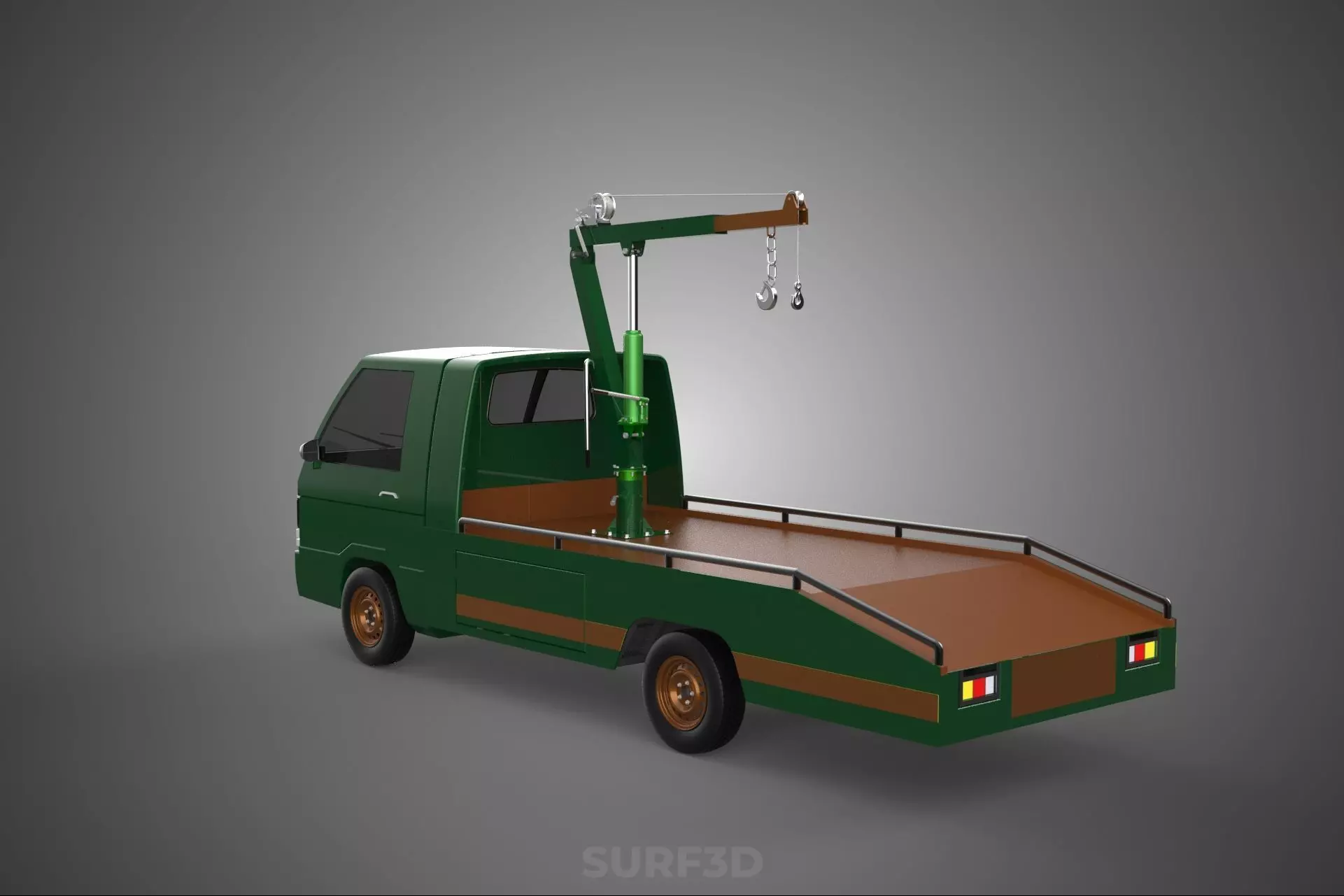 MILITARY ARMY FLATBED LIFTING CRANE HOOK TACTICAL RECOVERY TRUCK 3D model_16