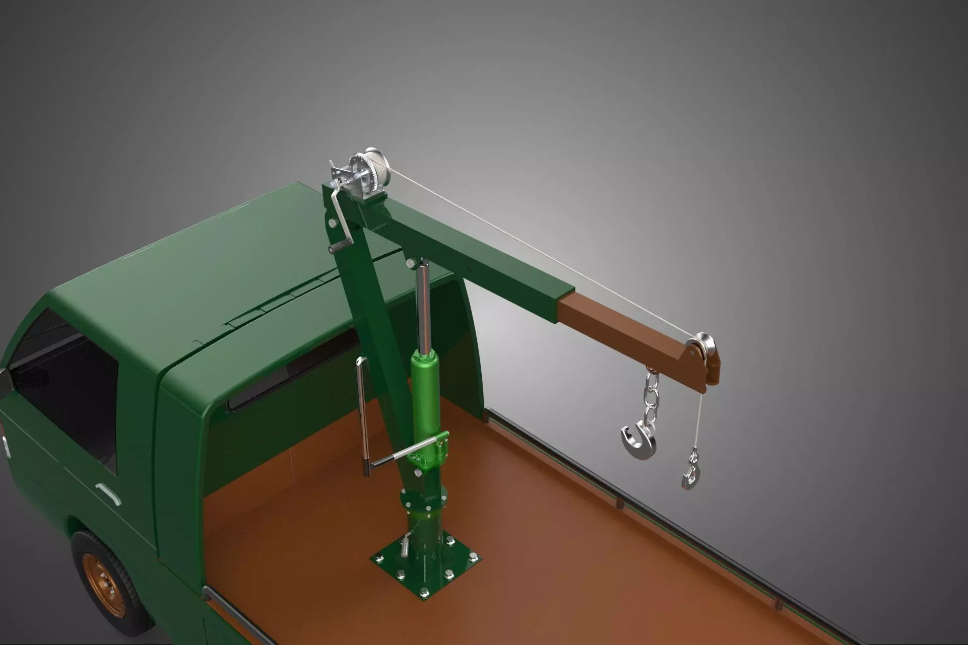 MILITARY ARMY FLATBED LIFTING CRANE HOOK TACTICAL RECOVERY TRUCK 3D model_33