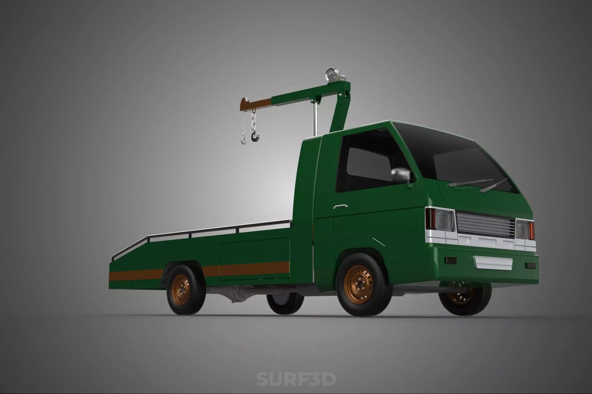 MILITARY ARMY FLATBED LIFTING CRANE HOOK TACTICAL RECOVERY TRUCK 3D model_21