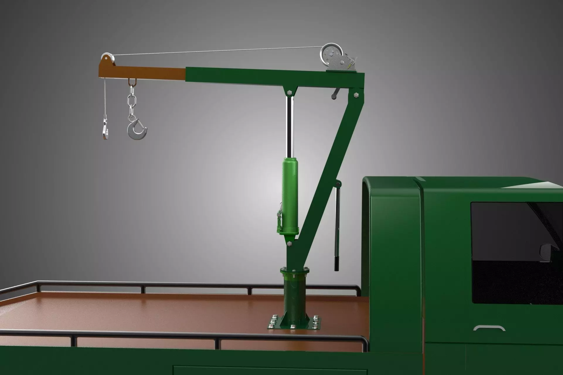 MILITARY ARMY FLATBED LIFTING CRANE HOOK TACTICAL RECOVERY TRUCK 3D model_37