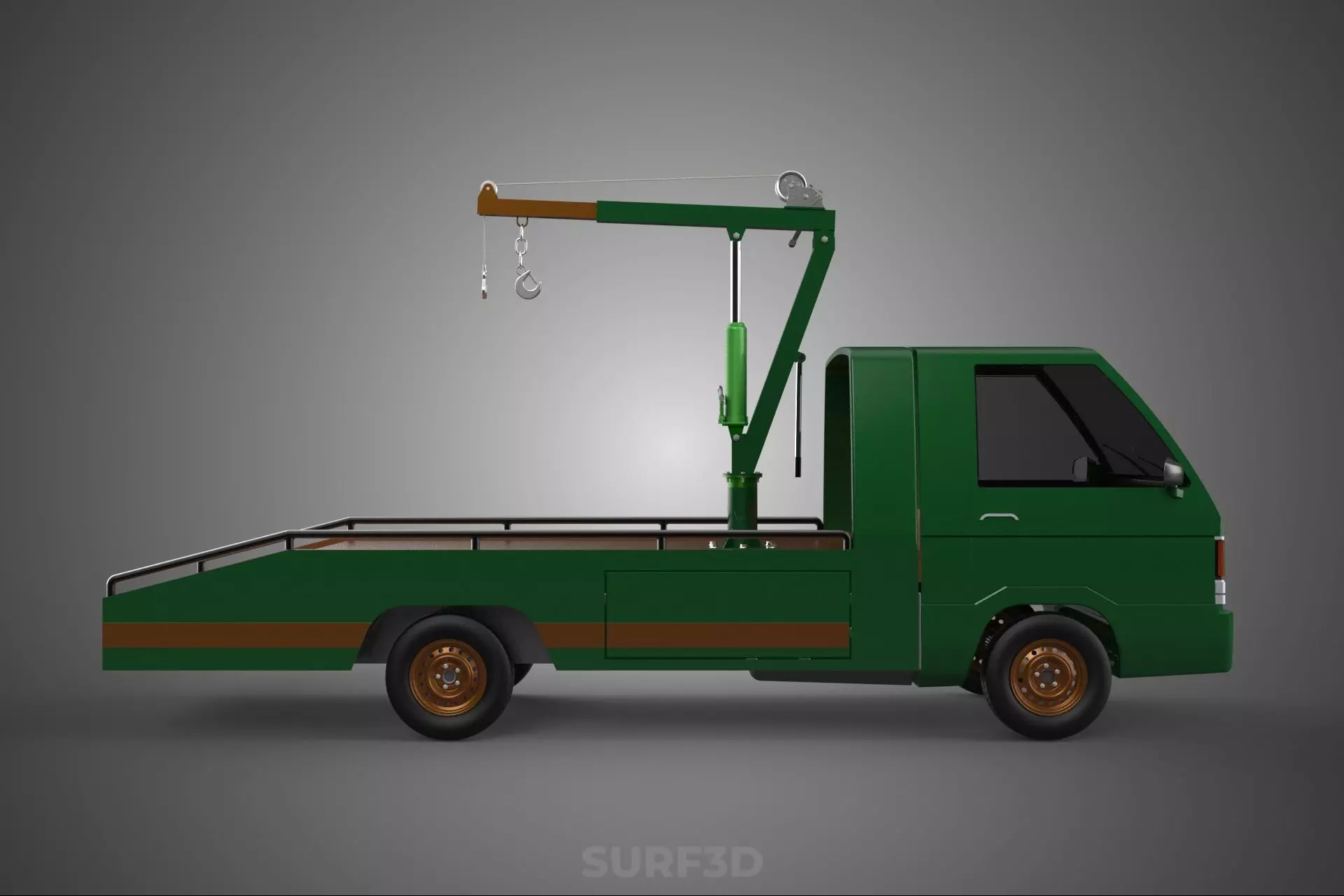 MILITARY ARMY FLATBED LIFTING CRANE HOOK TACTICAL RECOVERY TRUCK 3D model_25