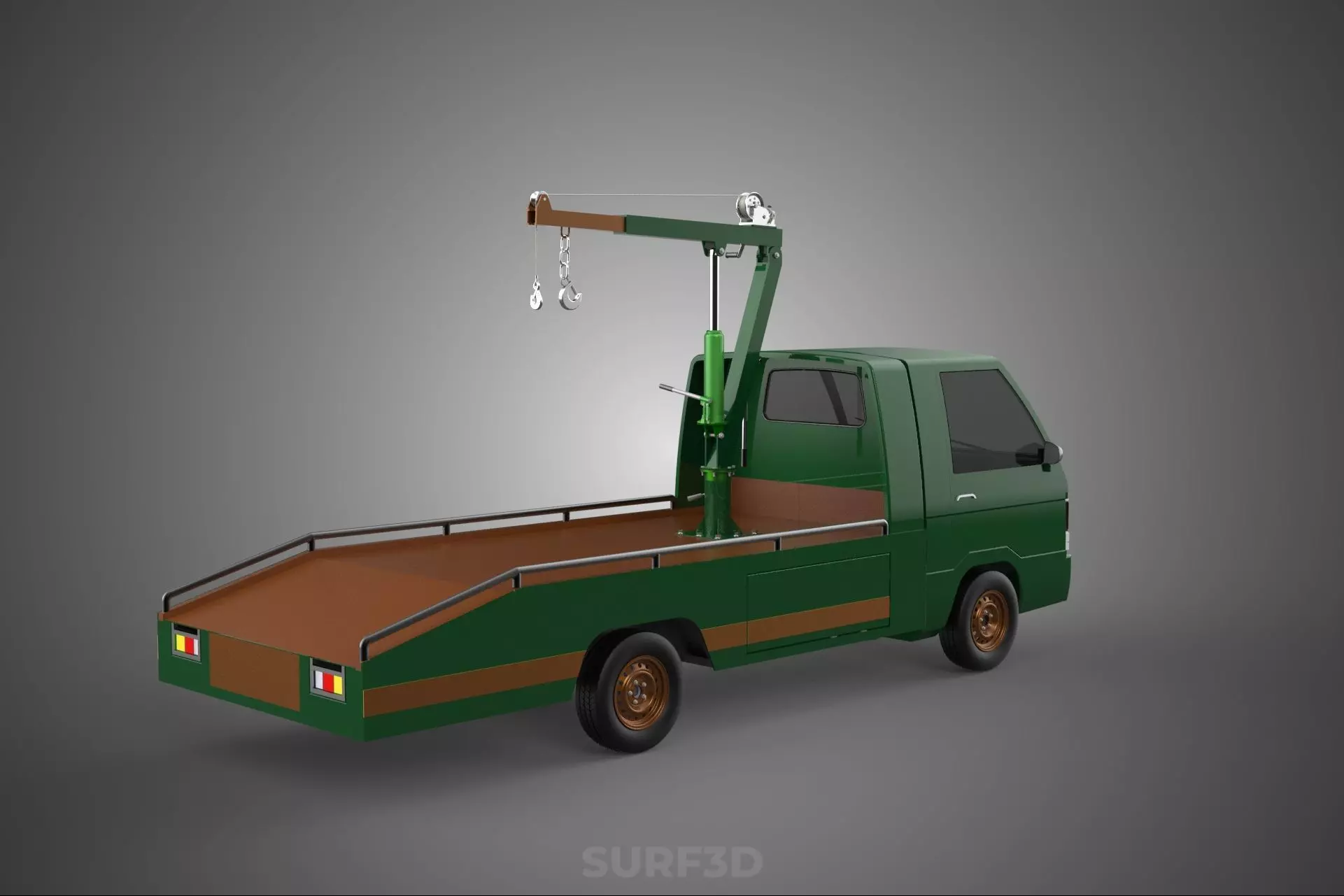 MILITARY ARMY FLATBED LIFTING CRANE HOOK TACTICAL RECOVERY TRUCK 3D model_10