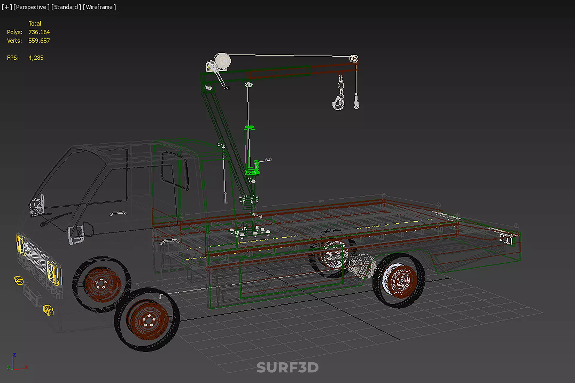 MILITARY ARMY FLATBED LIFTING CRANE HOOK TACTICAL RECOVERY TRUCK 3D model_41