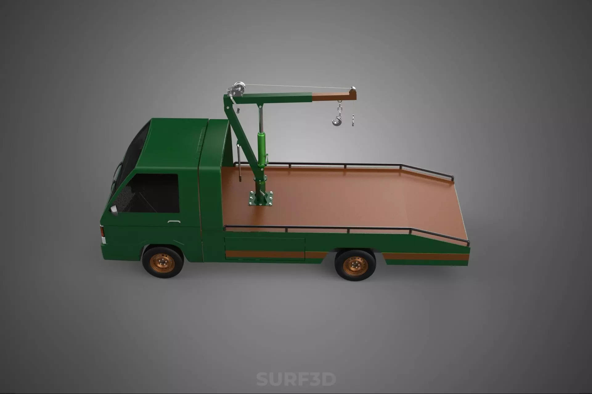 MILITARY ARMY FLATBED LIFTING CRANE HOOK TACTICAL RECOVERY TRUCK 3D model_6