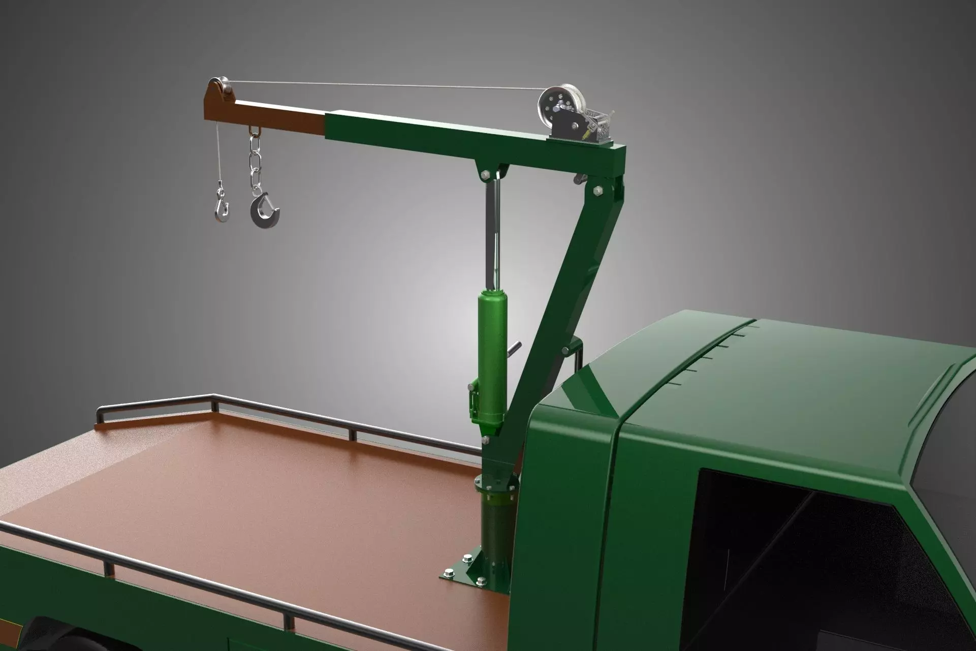 MILITARY ARMY FLATBED LIFTING CRANE HOOK TACTICAL RECOVERY TRUCK 3D model_38