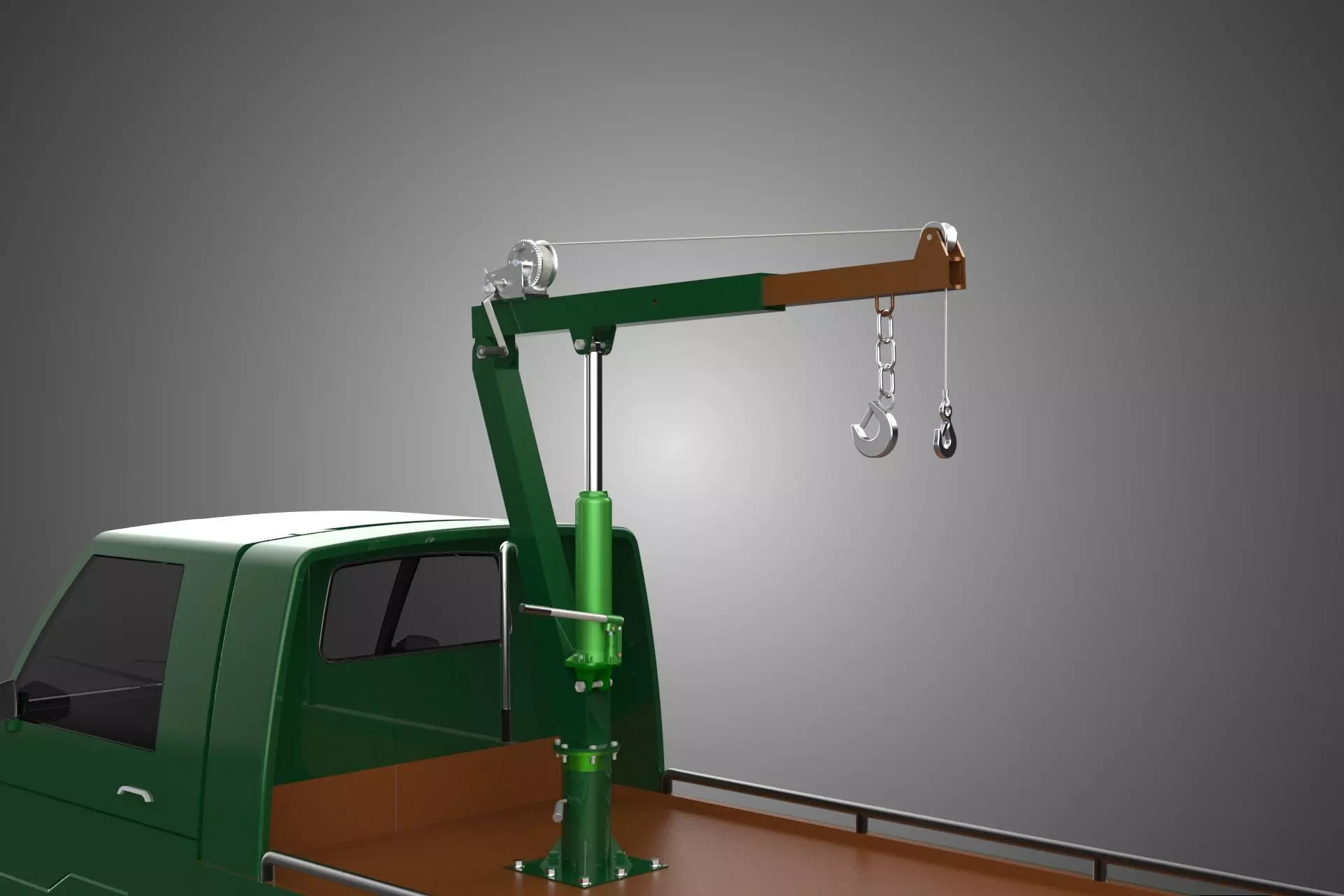 MILITARY ARMY FLATBED LIFTING CRANE HOOK TACTICAL RECOVERY TRUCK 3D model_34