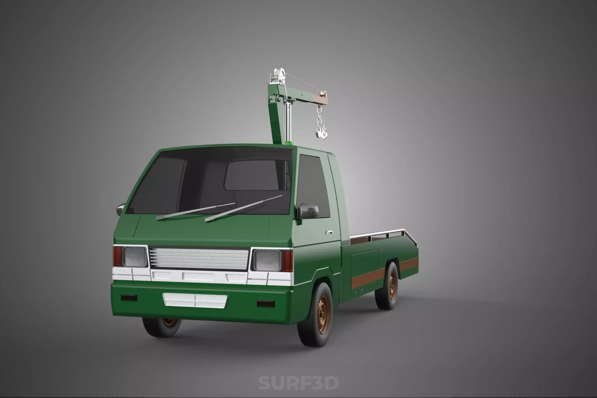 MILITARY ARMY FLATBED LIFTING CRANE HOOK TACTICAL RECOVERY TRUCK 3D model_30