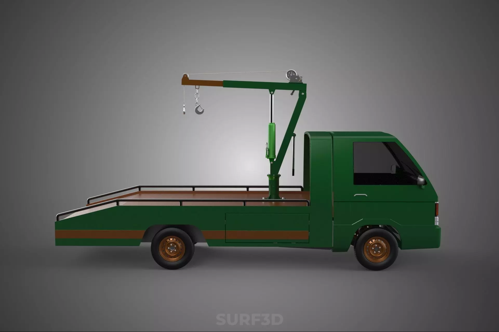 MILITARY ARMY FLATBED LIFTING CRANE HOOK TACTICAL RECOVERY TRUCK 3D model_11