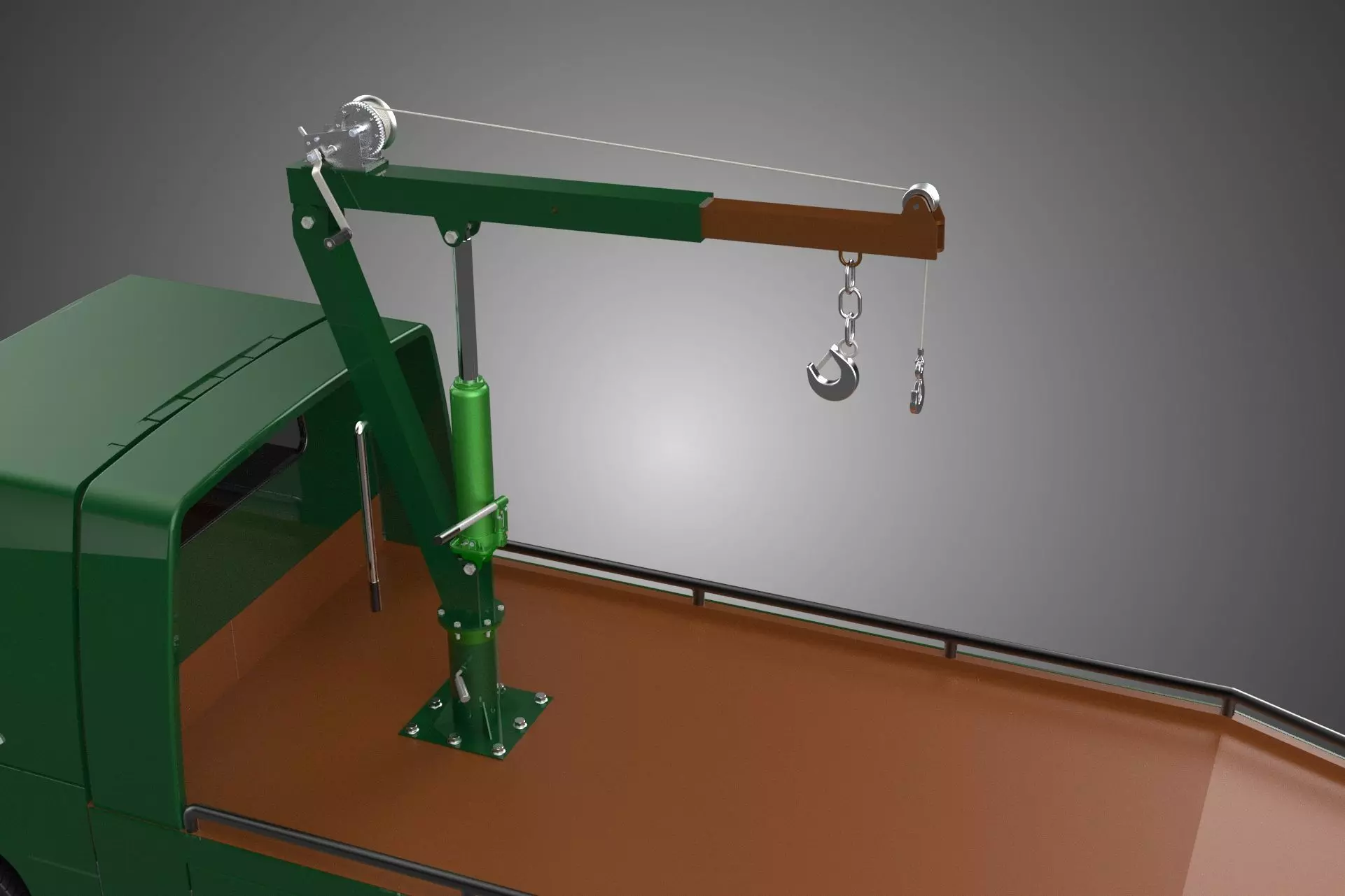 MILITARY ARMY FLATBED LIFTING CRANE HOOK TACTICAL RECOVERY TRUCK 3D model_40