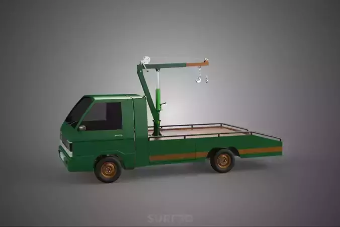 MILITARY ARMY FLATBED LIFTING CRANE HOOK TACTICAL RECOVERY TRUCK 3D model