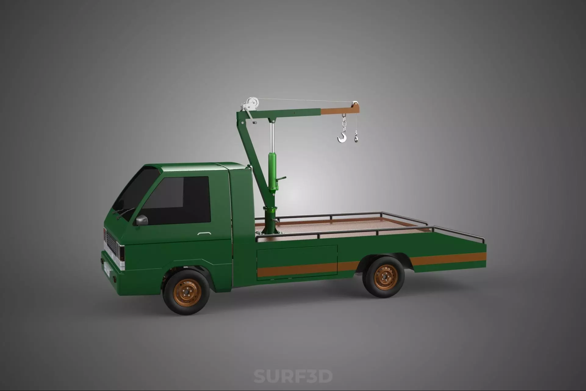MILITARY ARMY FLATBED LIFTING CRANE HOOK TACTICAL RECOVERY TRUCK 3D model_0