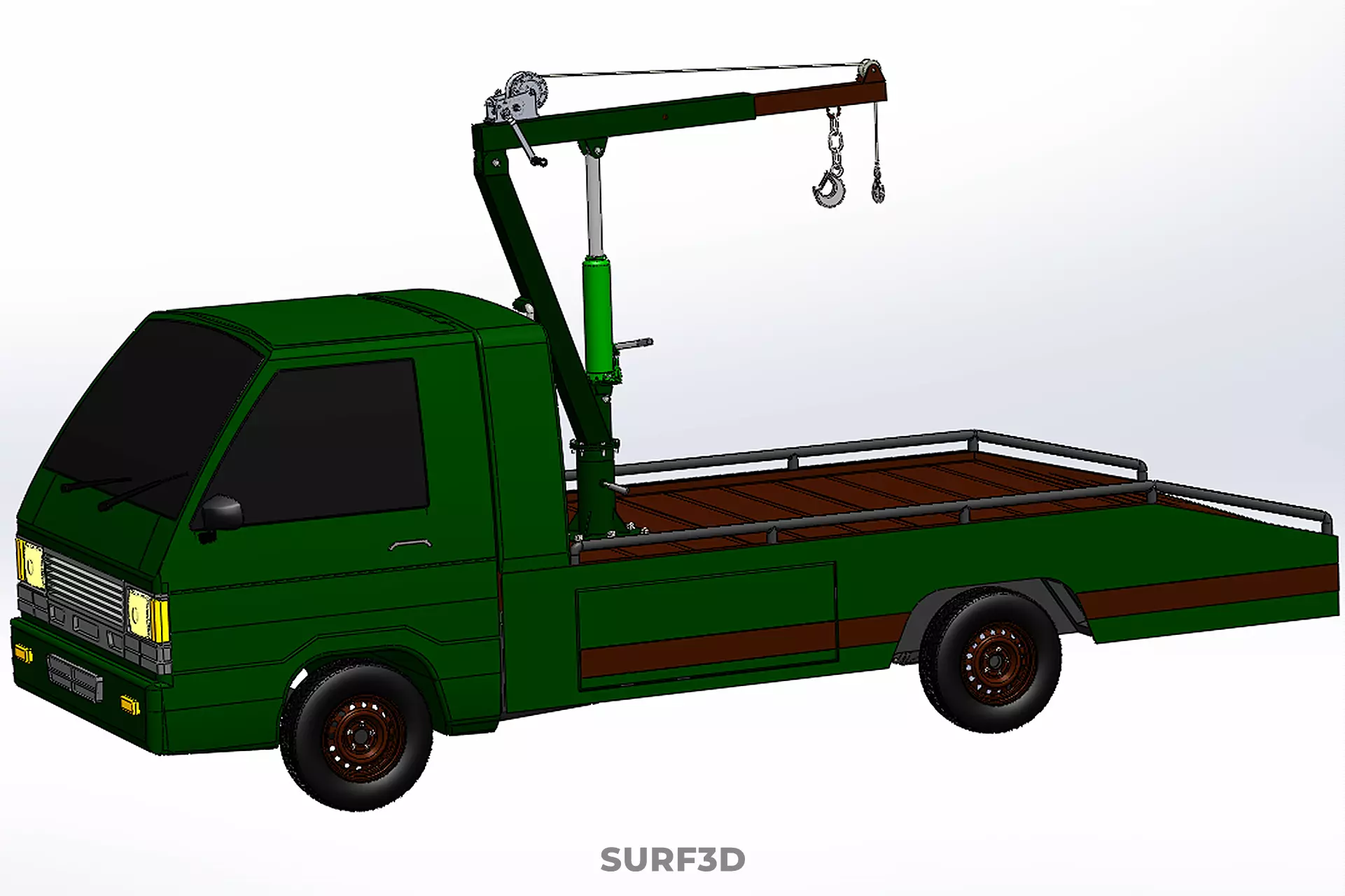 MILITARY ARMY FLATBED LIFTING CRANE HOOK TACTICAL RECOVERY TRUCK 3D model_44