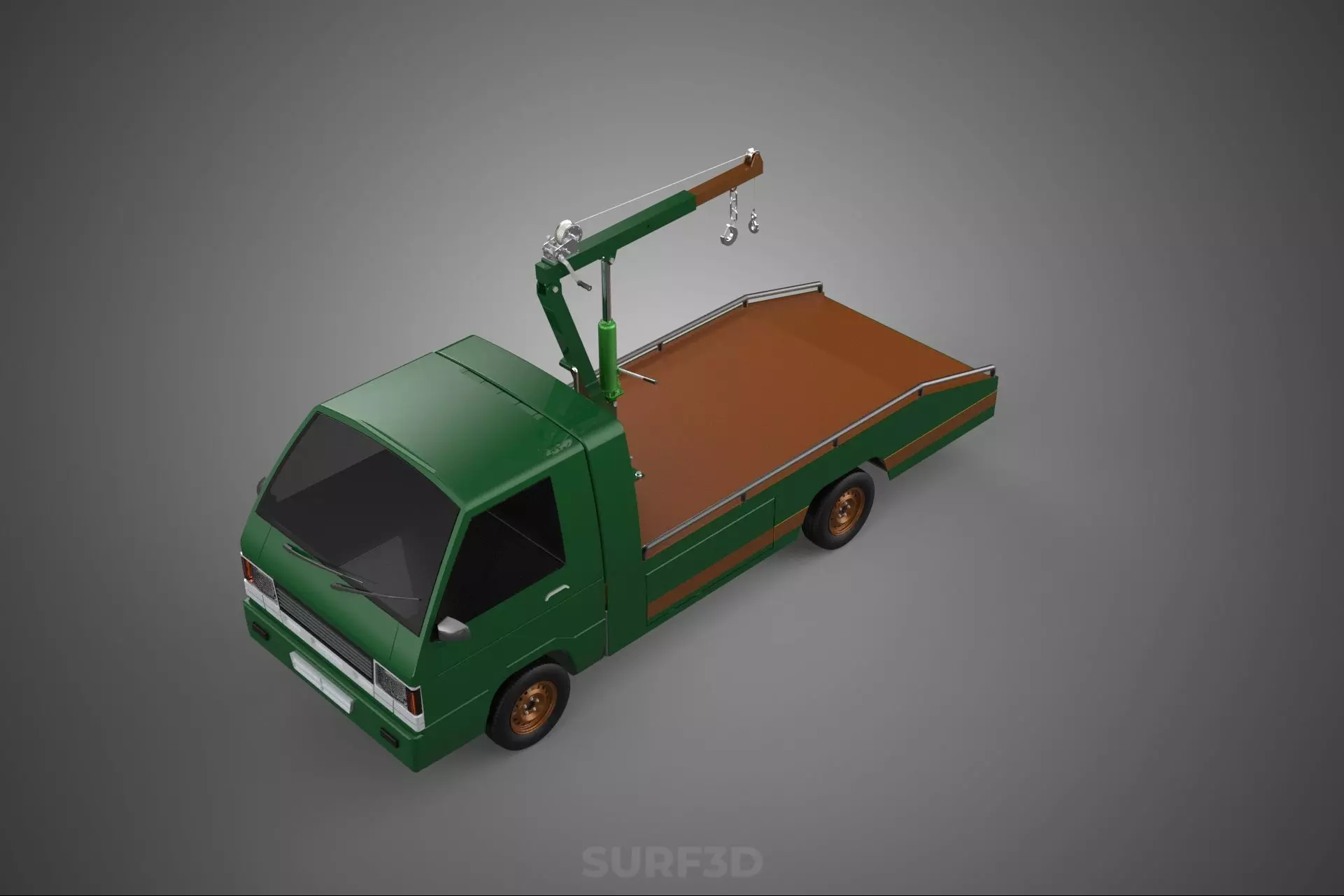 MILITARY ARMY FLATBED LIFTING CRANE HOOK TACTICAL RECOVERY TRUCK 3D model_5