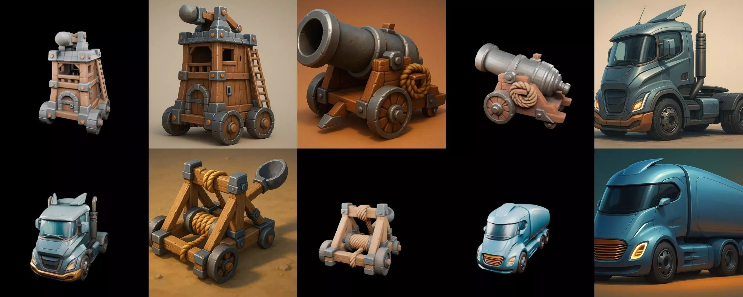 Siege Weapon bundle 14 pack 100 glb 3D model_10