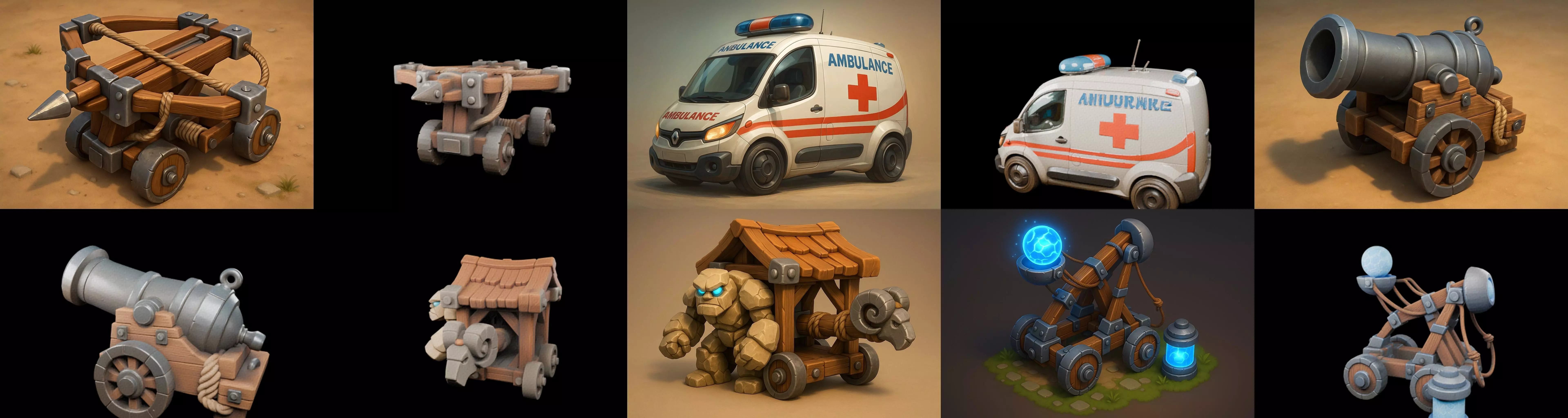 Siege Weapon bundle 14 pack 100 glb 3D model_2