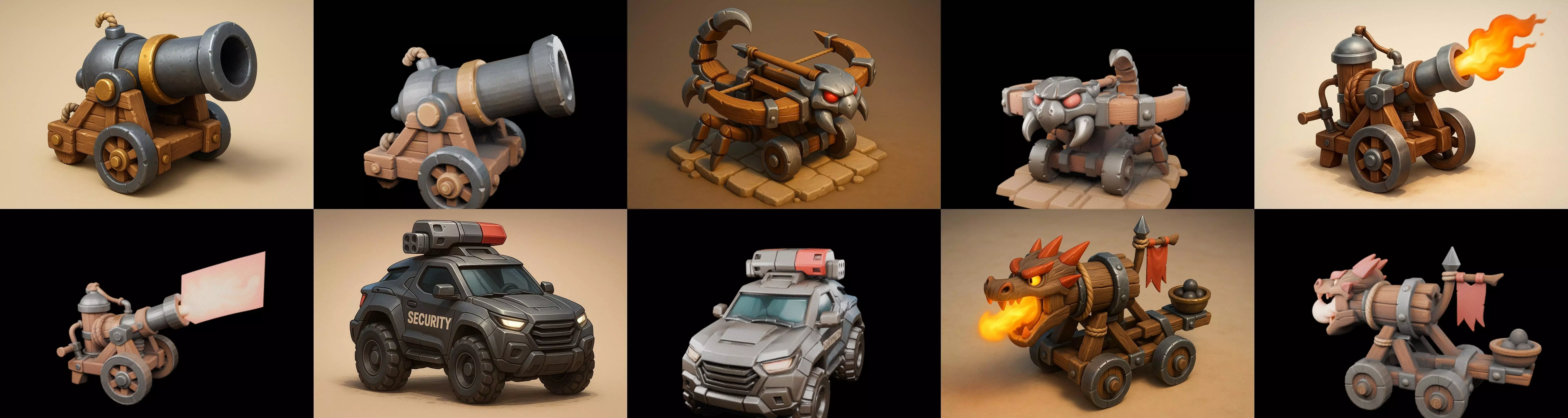 Siege Weapon bundle 14 pack 100 glb 3D model_8