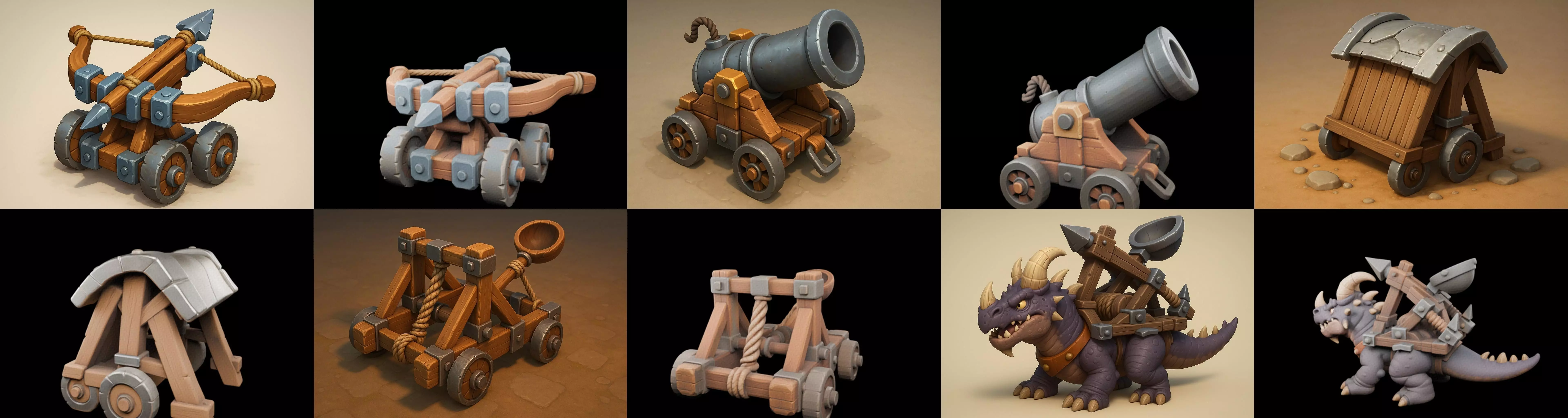 Siege Weapon bundle 12 pack 100 glb 3D model_9