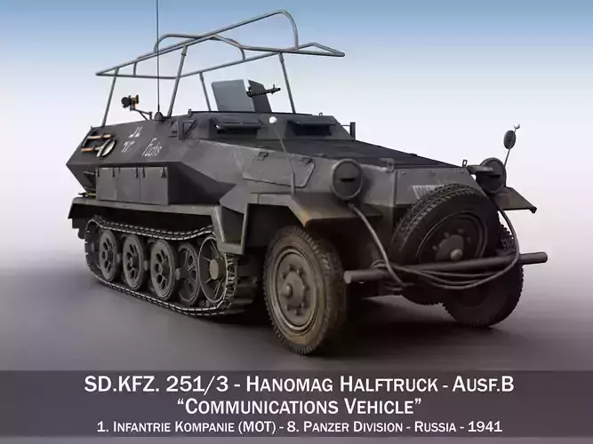 SDKFZ 251 3 - Ausf B - Communications Vehicle - 8PD 3D model