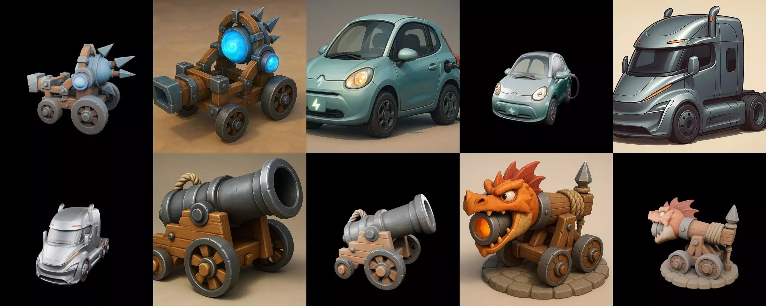 Siege Weapon bundle 10 pack 100 glb 3D model_16