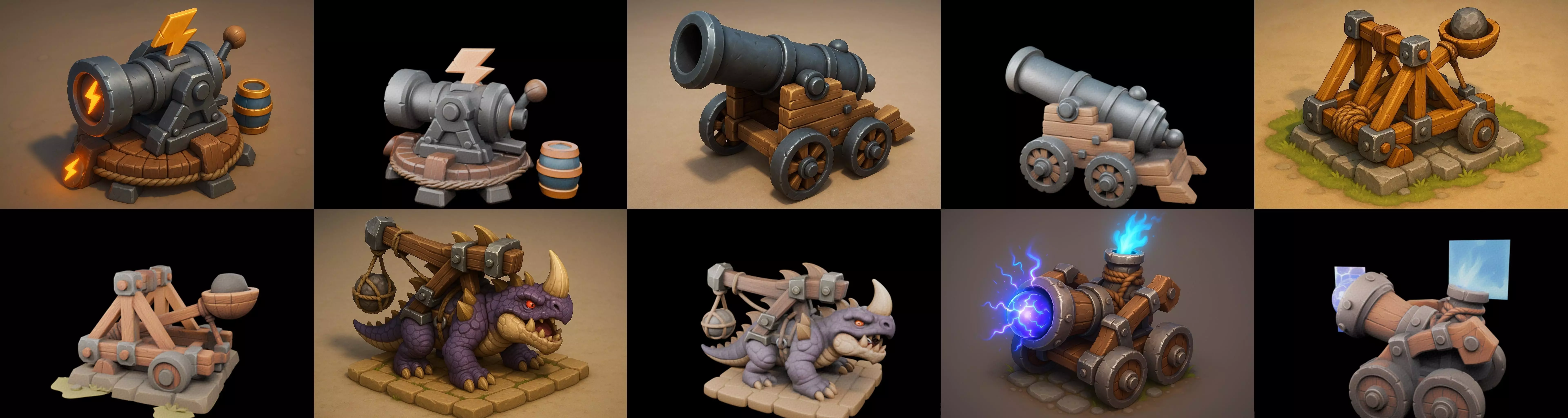 Siege Weapon bundle 10 pack 100 glb 3D model_8