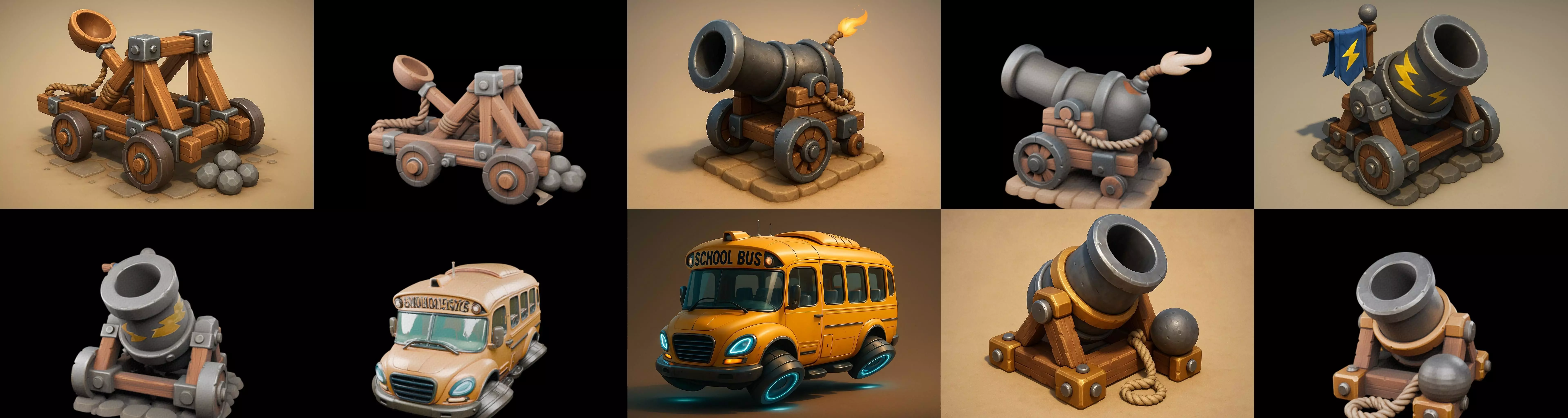 Siege Weapon bundle 10 pack 100 glb 3D model_15