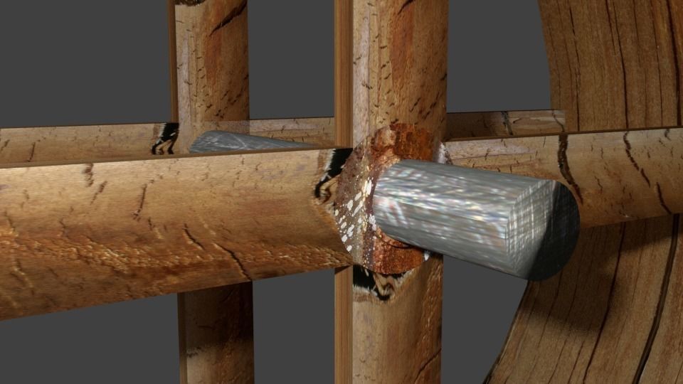 Realistic WaterWheel wooden wheel Low-poly 3D model_2