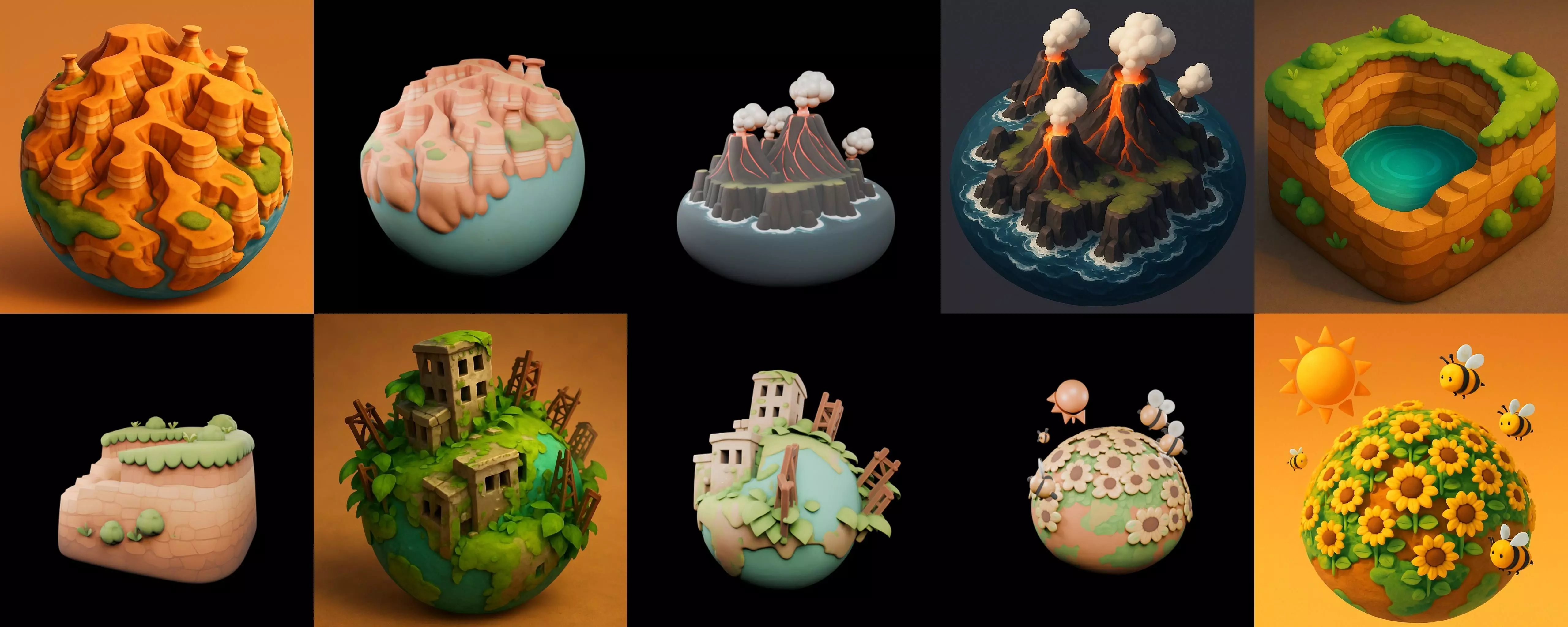 Second Earth bundle 5 pack 100 glb 3D model_10