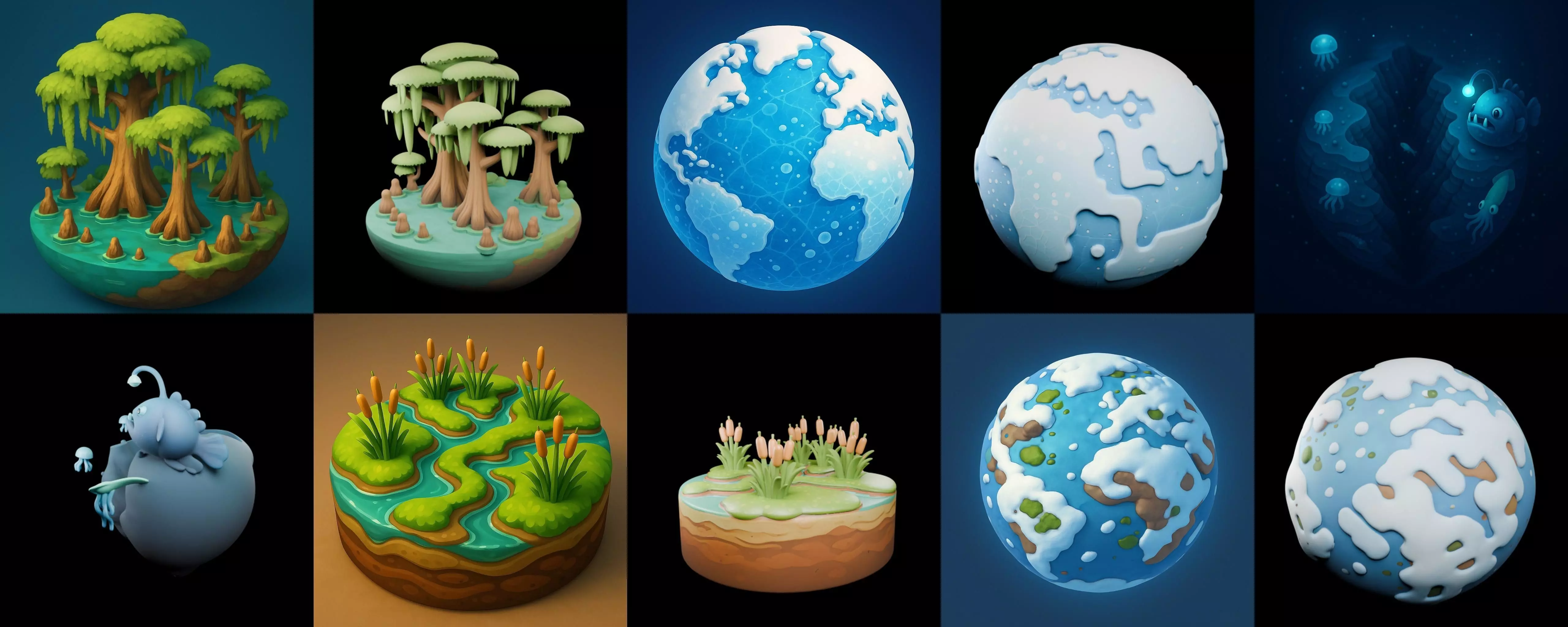 Second Earth bundle 5 pack 100 glb 3D model_11