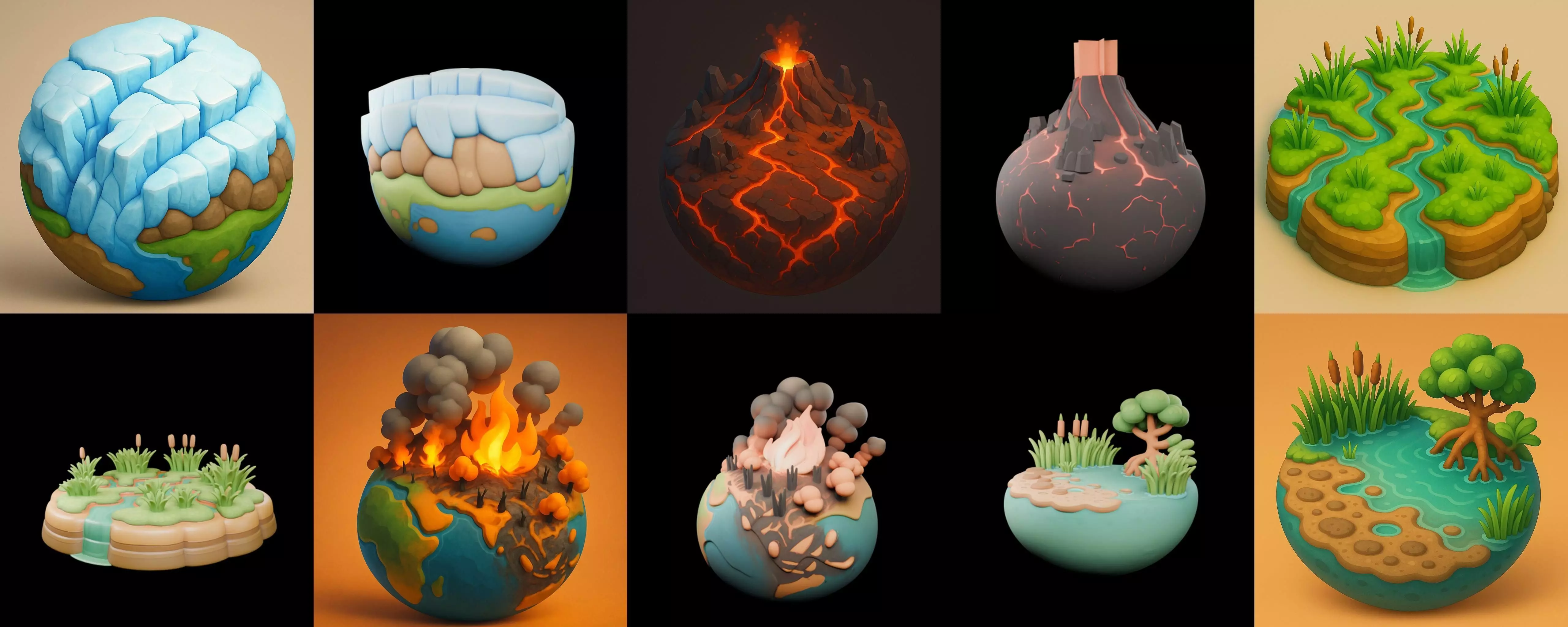 Second Earth bundle 4 pack 100 glb 3D model_18