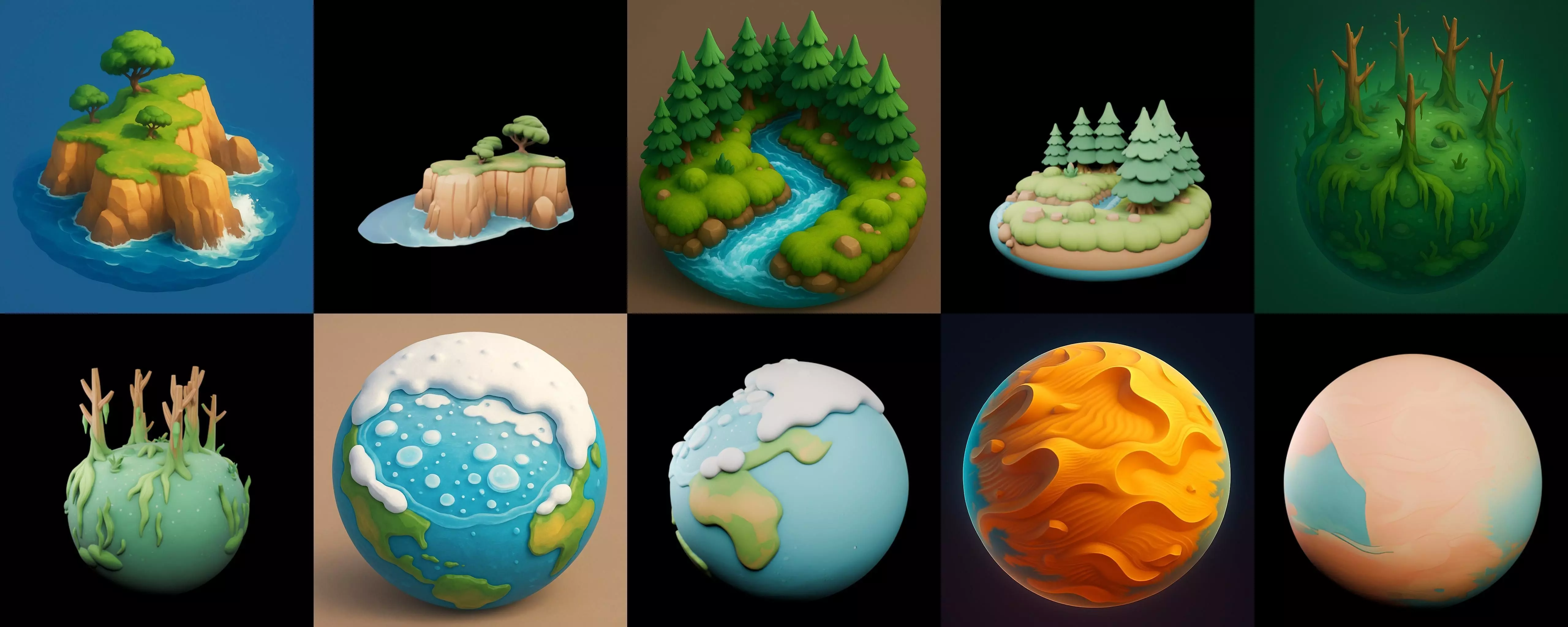 Second Earth bundle 4 pack 100 glb 3D model_7