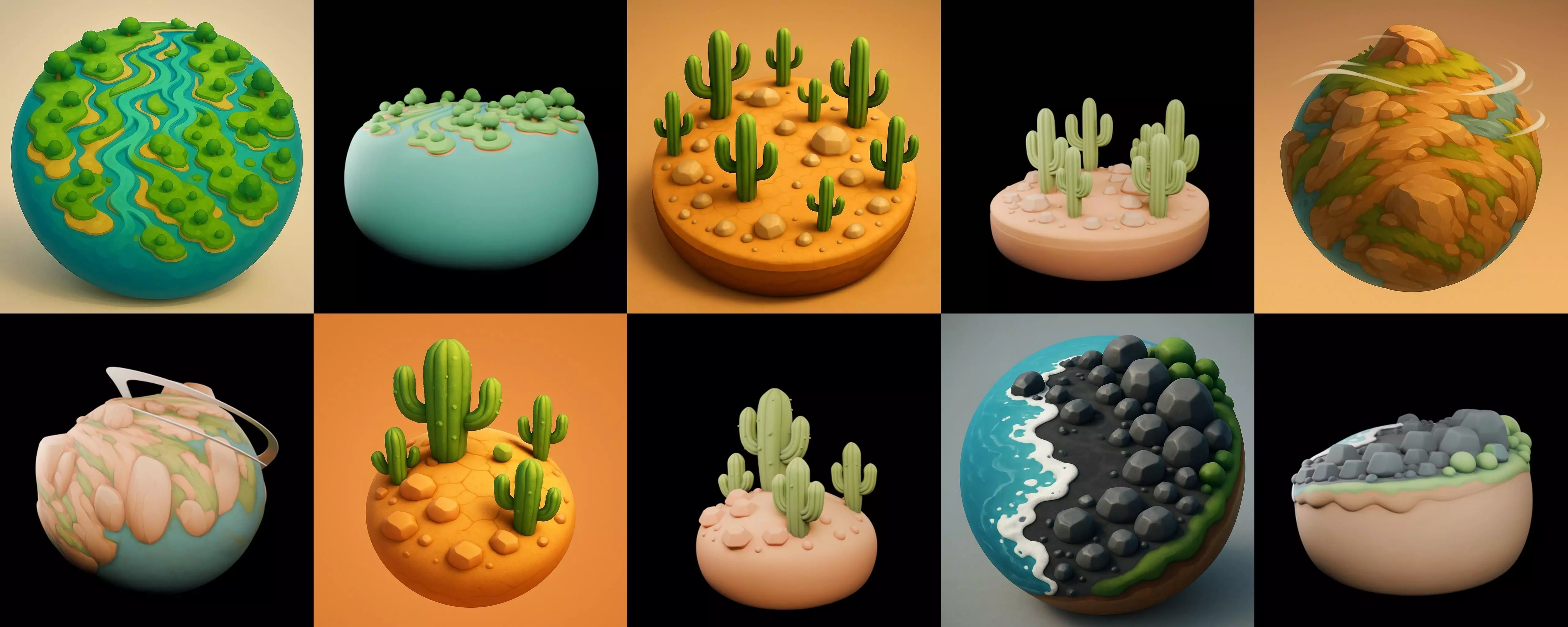 Second Earth bundle 3 pack 100 glb 3D model_1