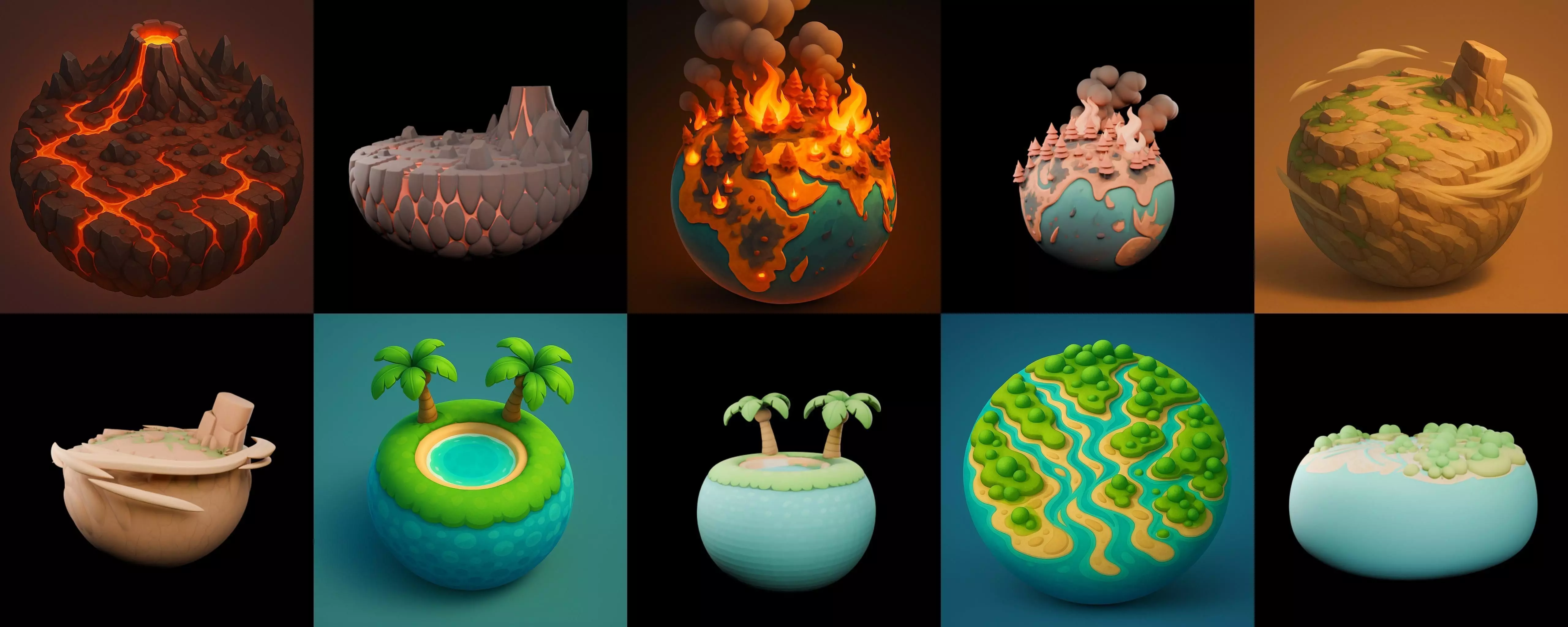 Second Earth bundle 3 pack 100 glb 3D model_5